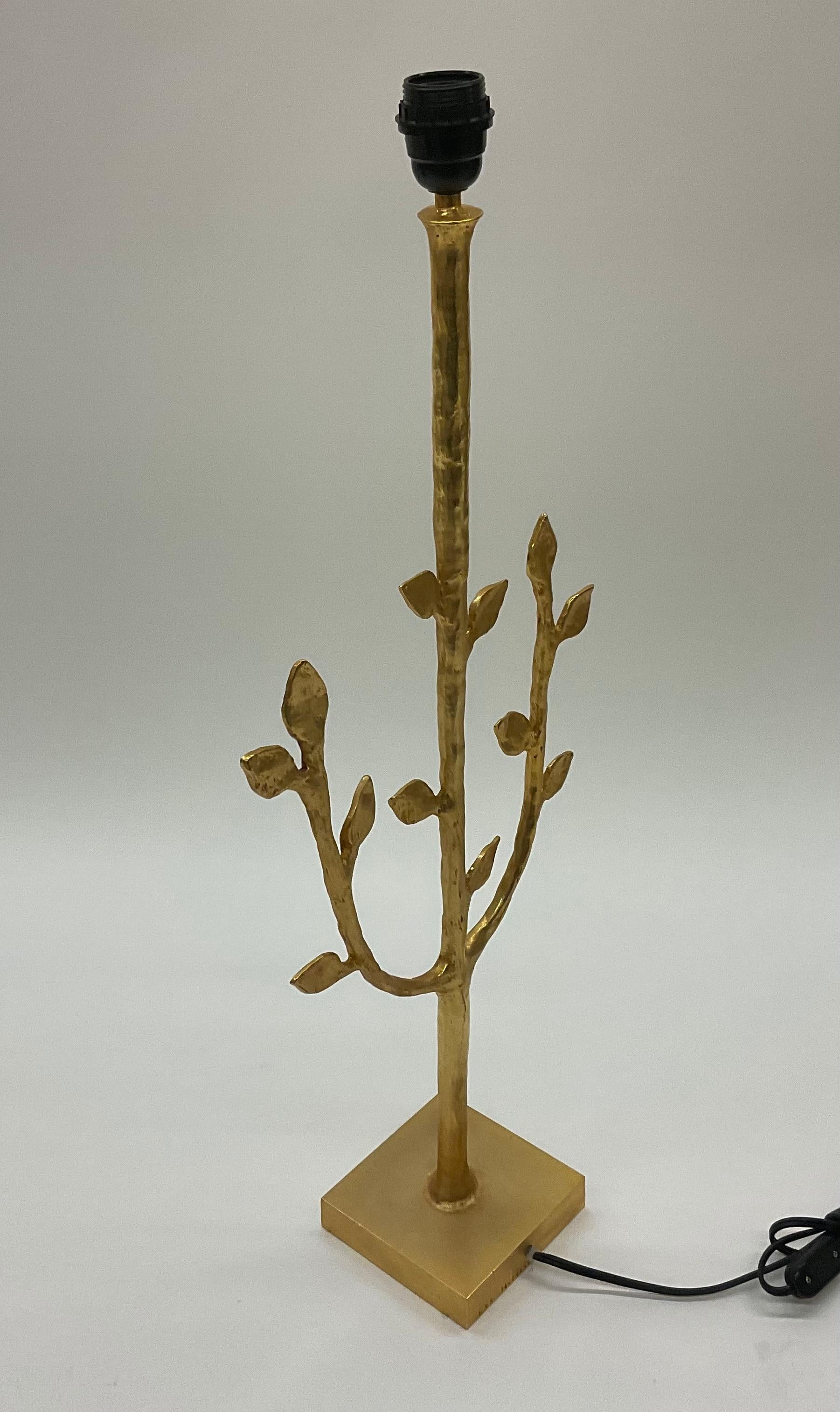 Late 20th Century Les Heritiers French Bronze Gilt Tree Lamp 