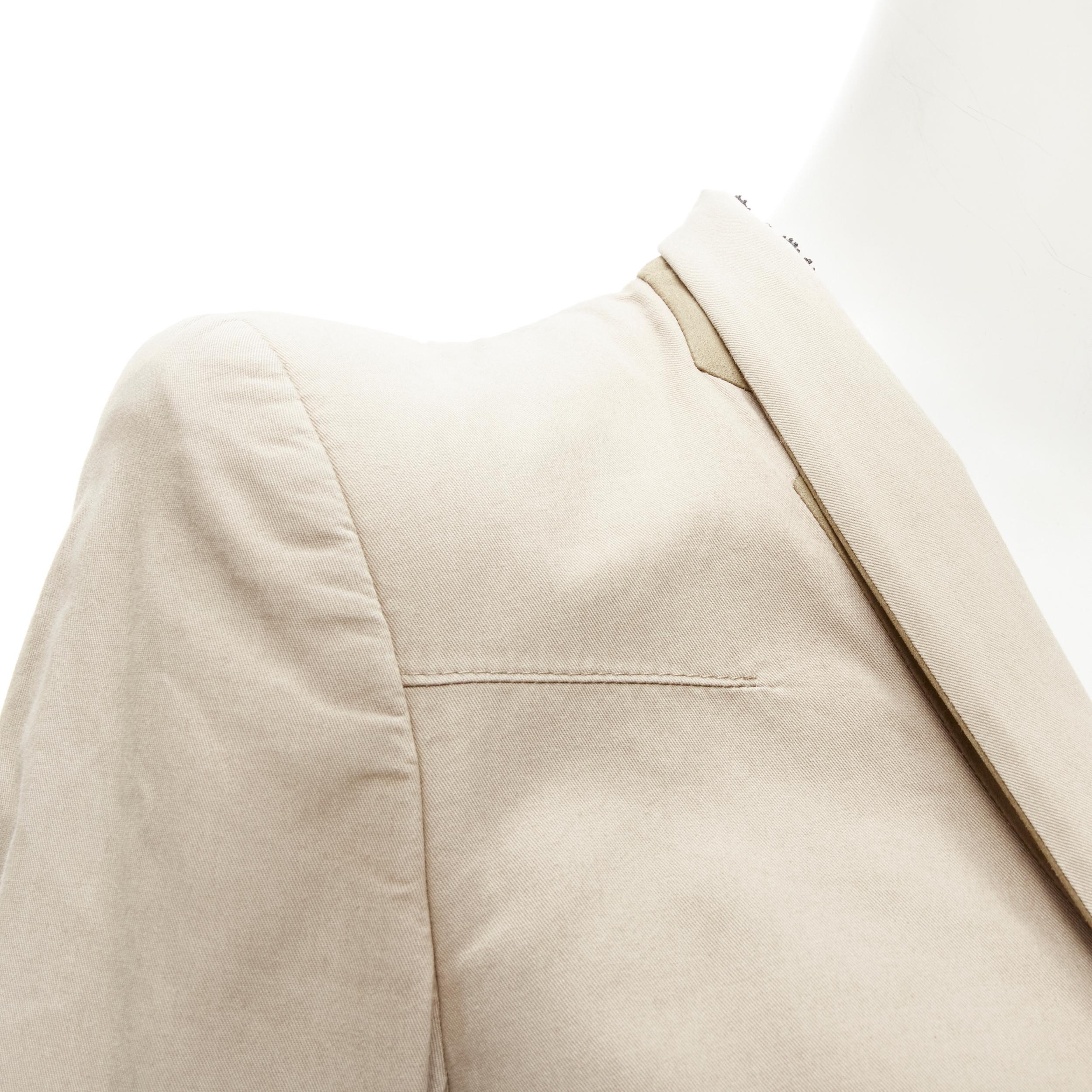 LES HOMMES Feminine beige cotton suede leather pleated belt blazer FR38 S 1