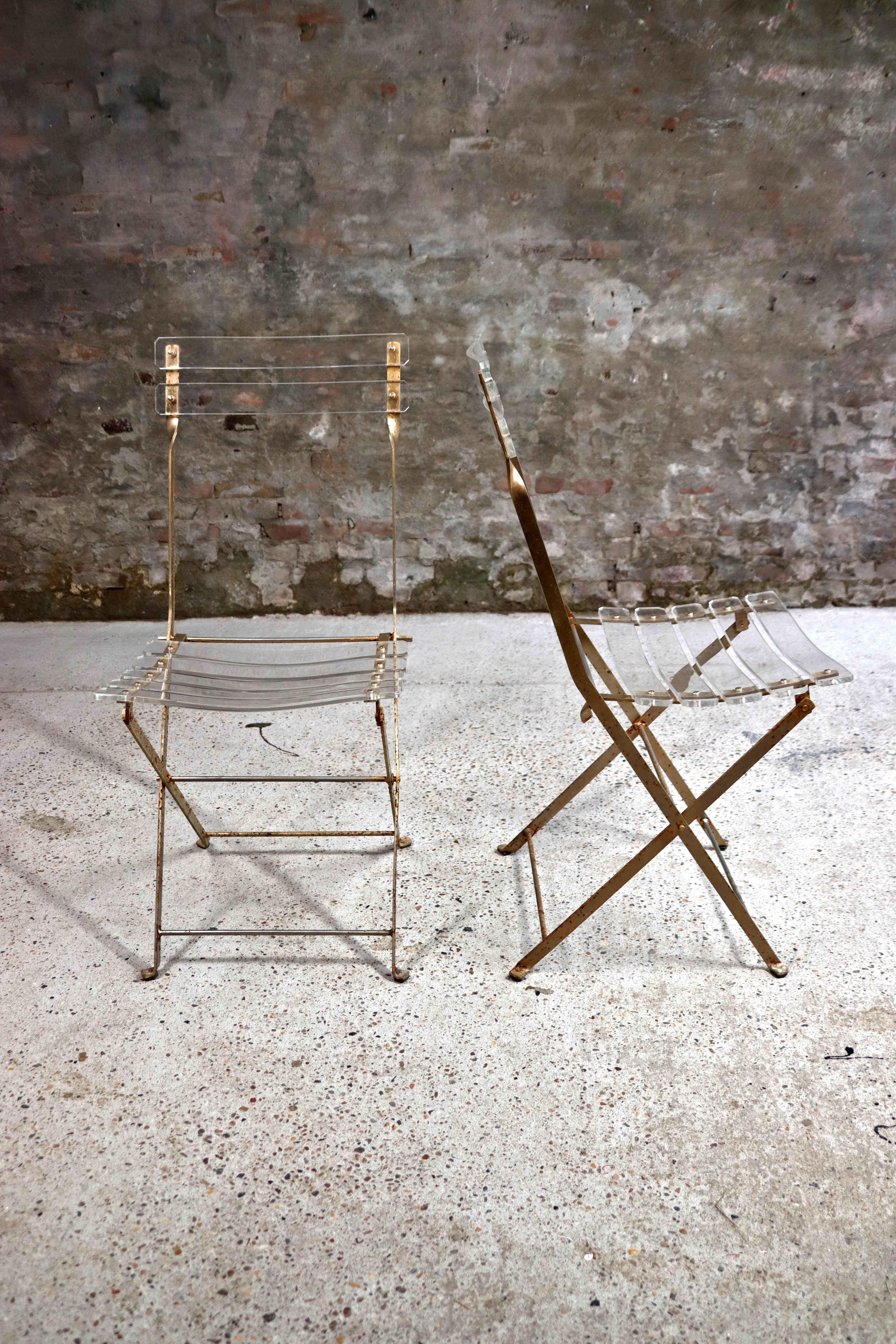 Brass Les Invisibles – Folding Chairs – Yonel Lebovici & Bernard Berthet – Marais Inte For Sale