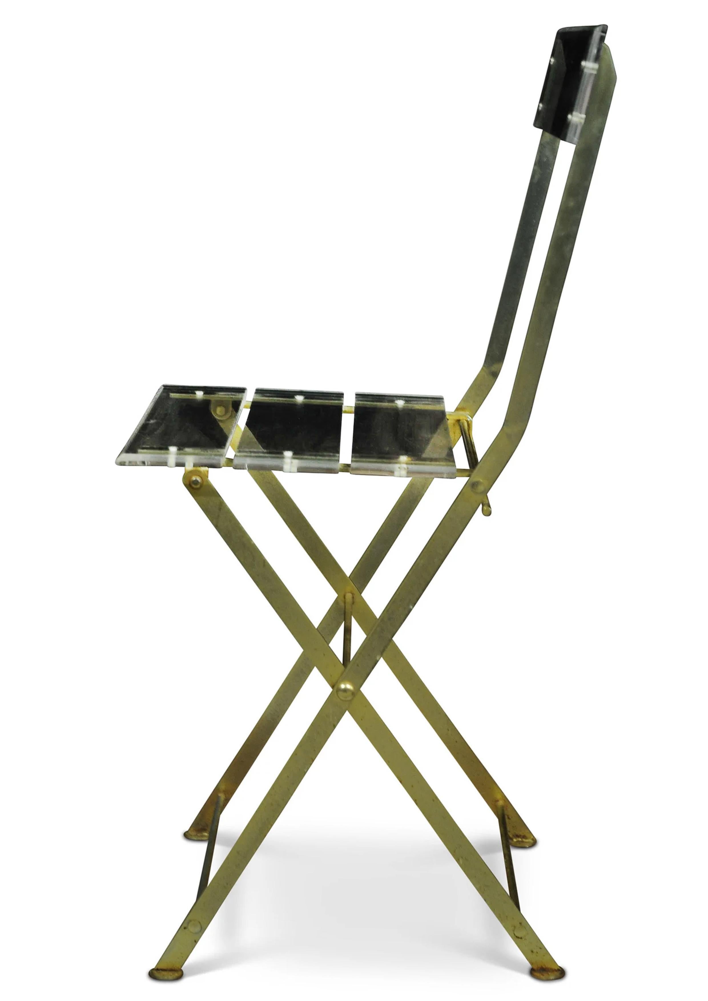 Hollywood Regency Sedia Foldes in lucite di Yonel Lebovici e Bernard Berthet per Marais Int France in vendita