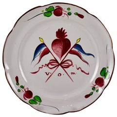 Antique Les Islettes French Faïence Sacred Heart Plate, circa 1830
