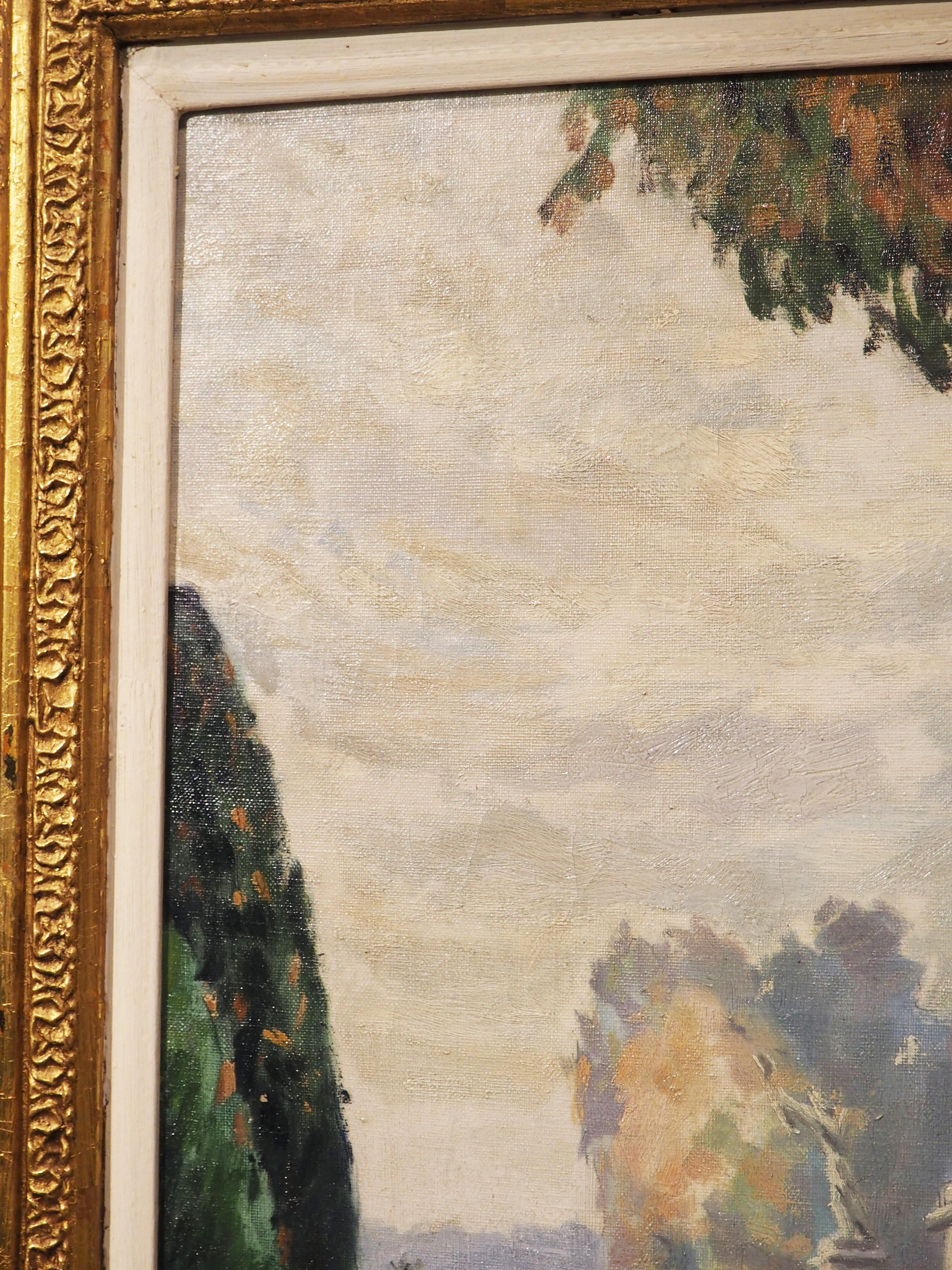 20th Century Les Jardins de Versailles Oil on Canvas Painting by Edouard-Henri Muller For Sale