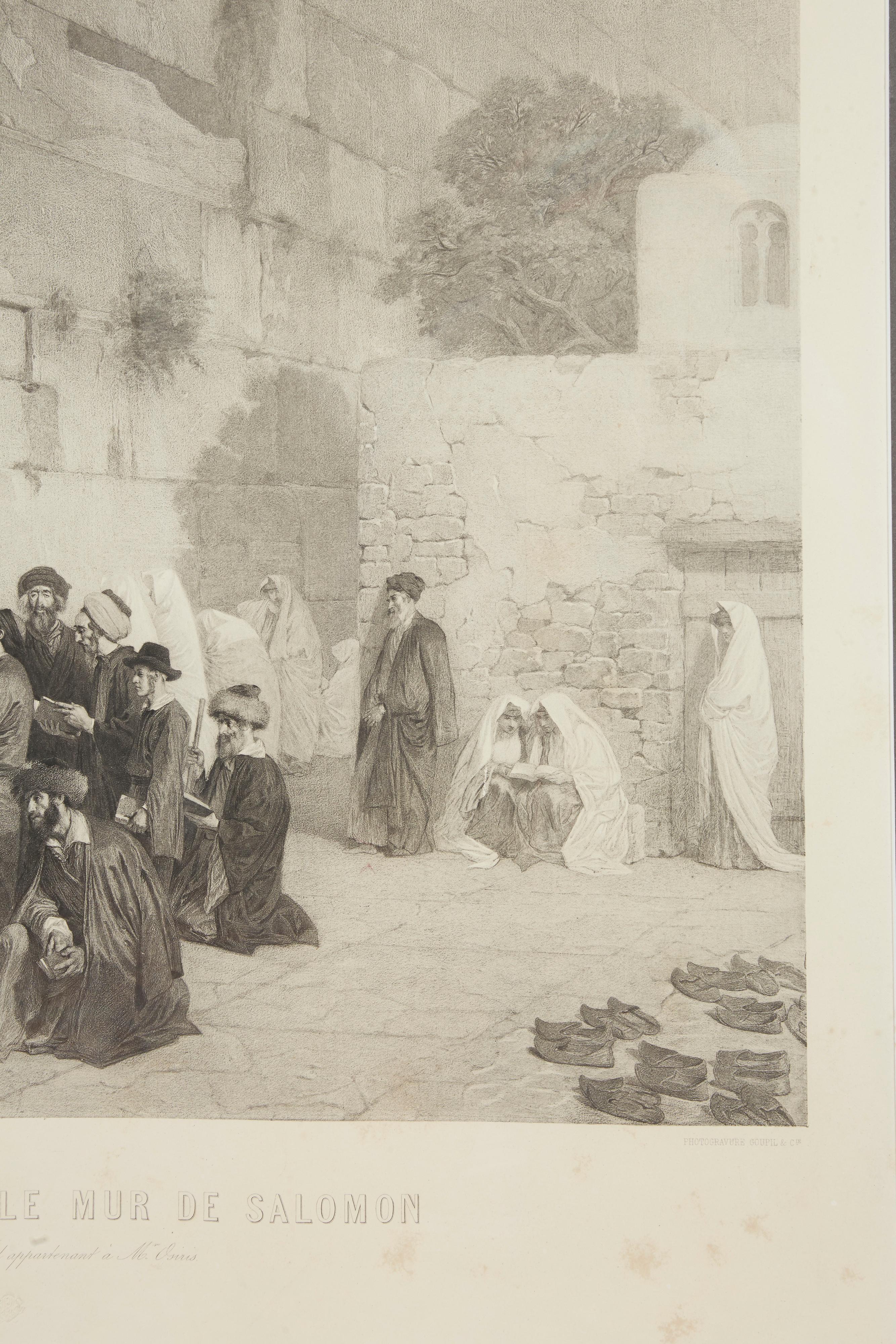 American Les Juifs Devant le mur de Salomon, Jews at the Western Wall, Engraving, c. 1880 For Sale