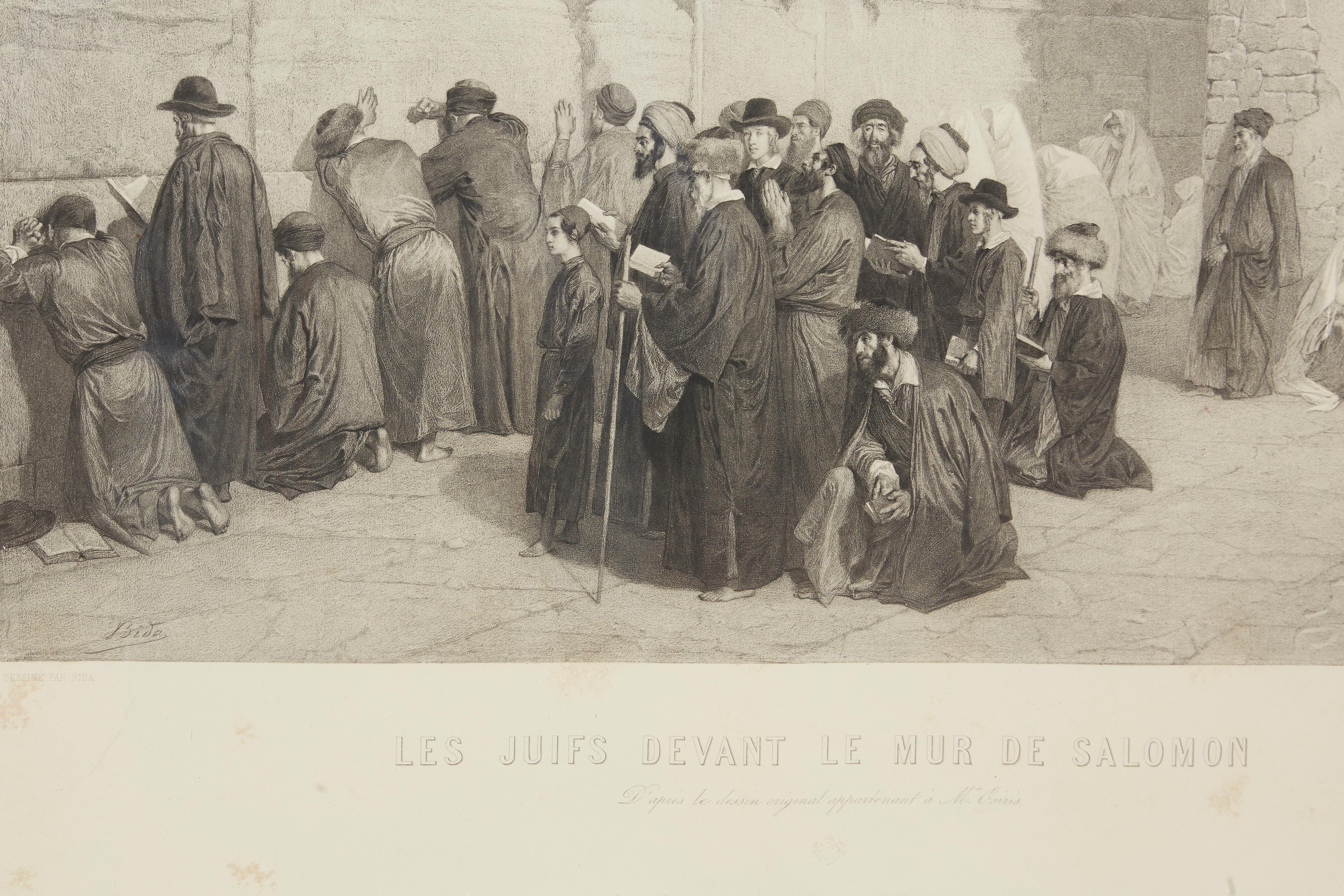 Les Juifs Devant le mur de Salomon, Jews at the Western Wall, Engraving, c. 1880 In Good Condition For Sale In New York, NY