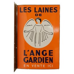 "Les Laines De L'ange Gardien" Double Sided Enamel Sign