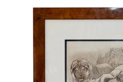 Les lions et lionnes à la rivière, Etching and Drypoint by Odette Denis
