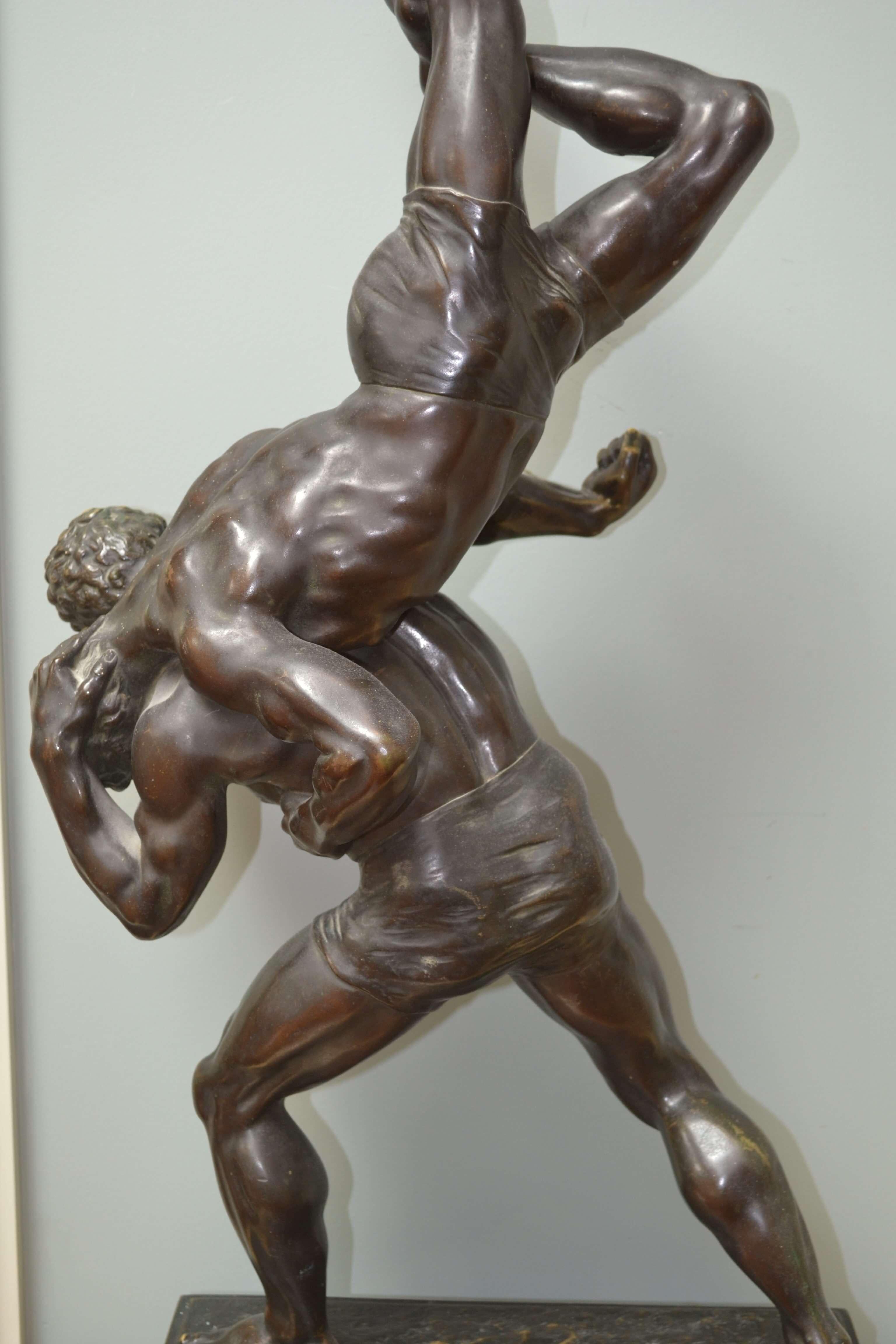 Classical Greek Les Lutteurs Bronze by Francois Marius Laugier