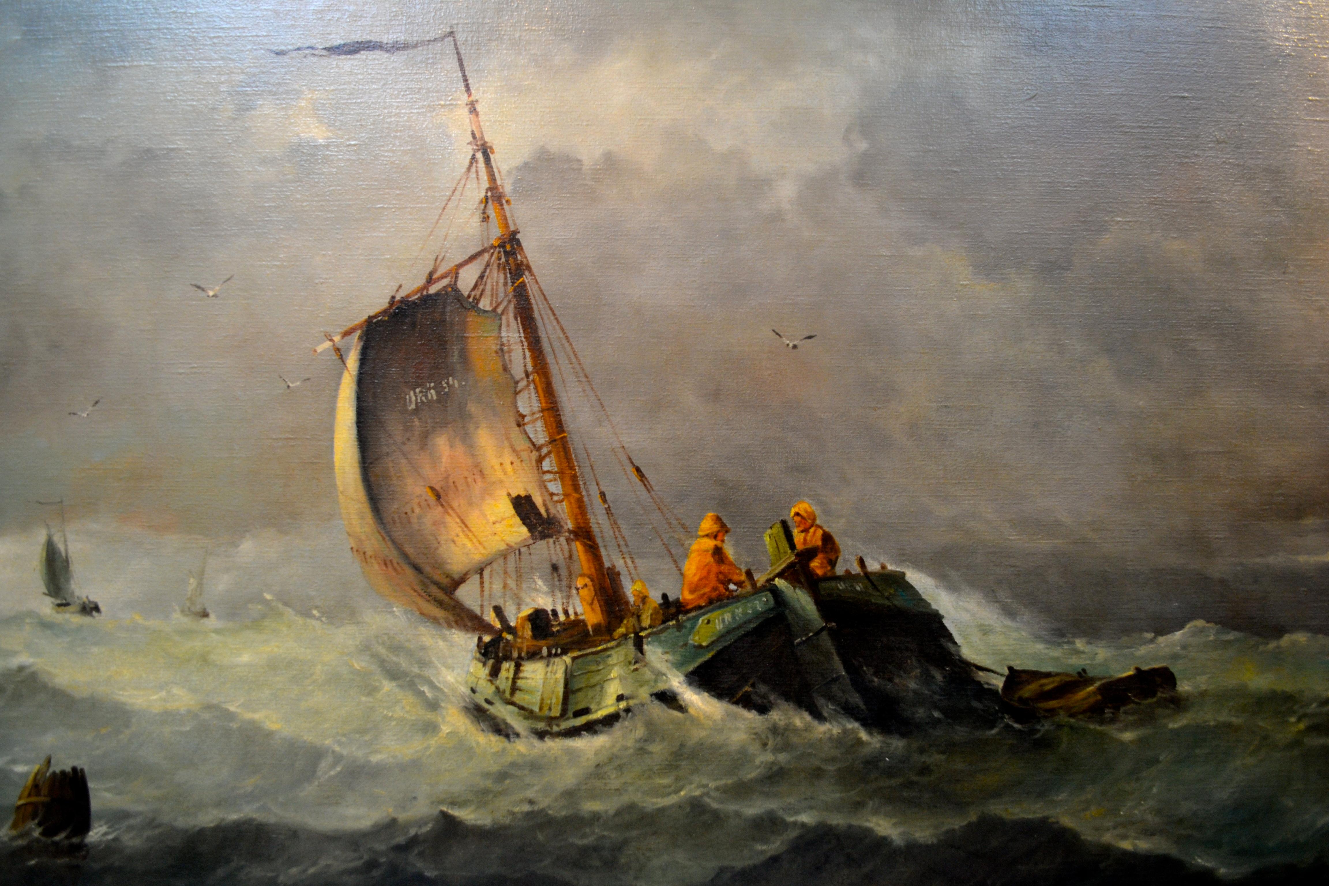 Les Marins Avant La Tempete „Vor dem Sturm“ von Johannes Hilverdink (Jagdkunst) im Angebot