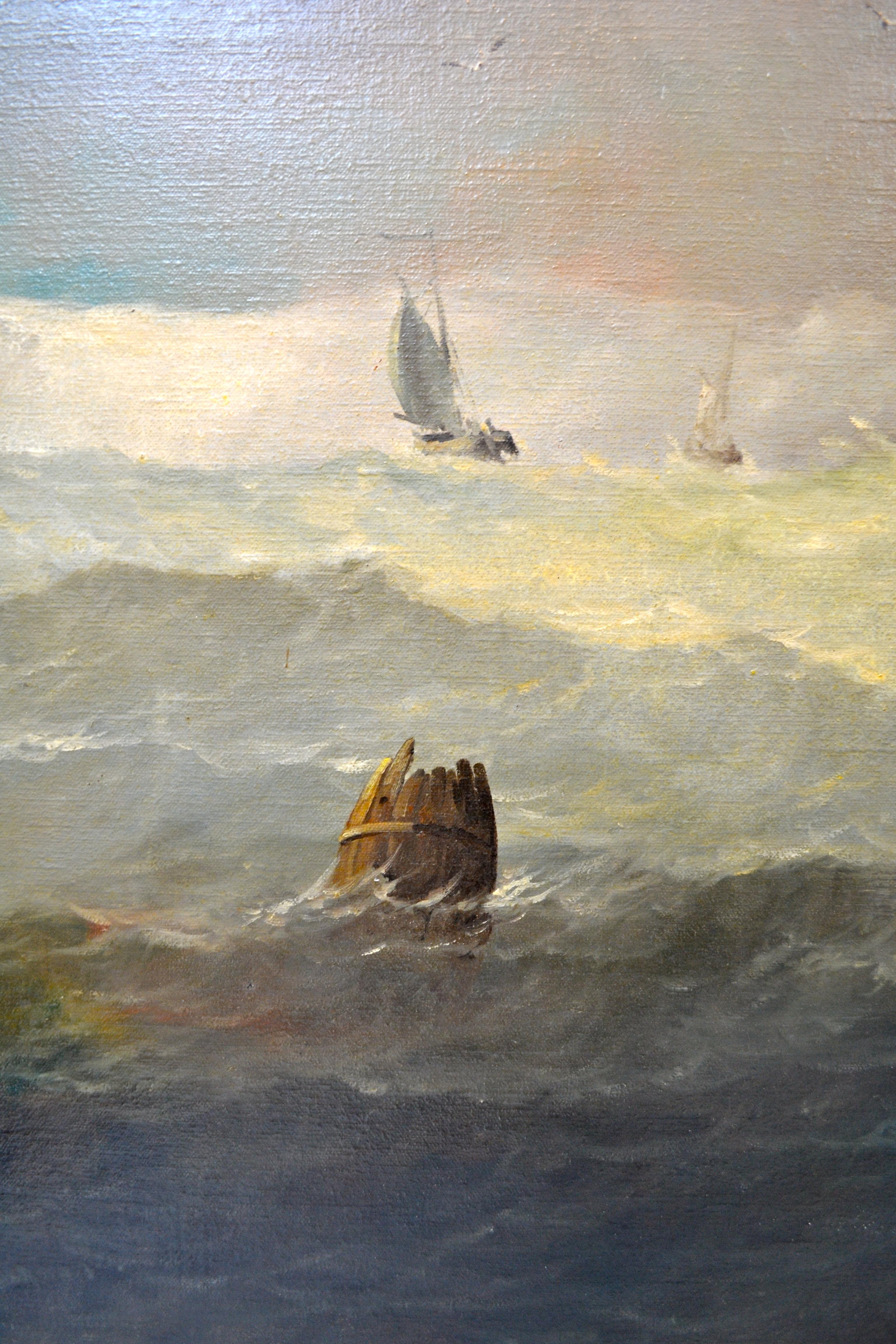 Painted “Les Marins Avant La Tempete” 'Before the Storm' by Johannes Hilverdink For Sale