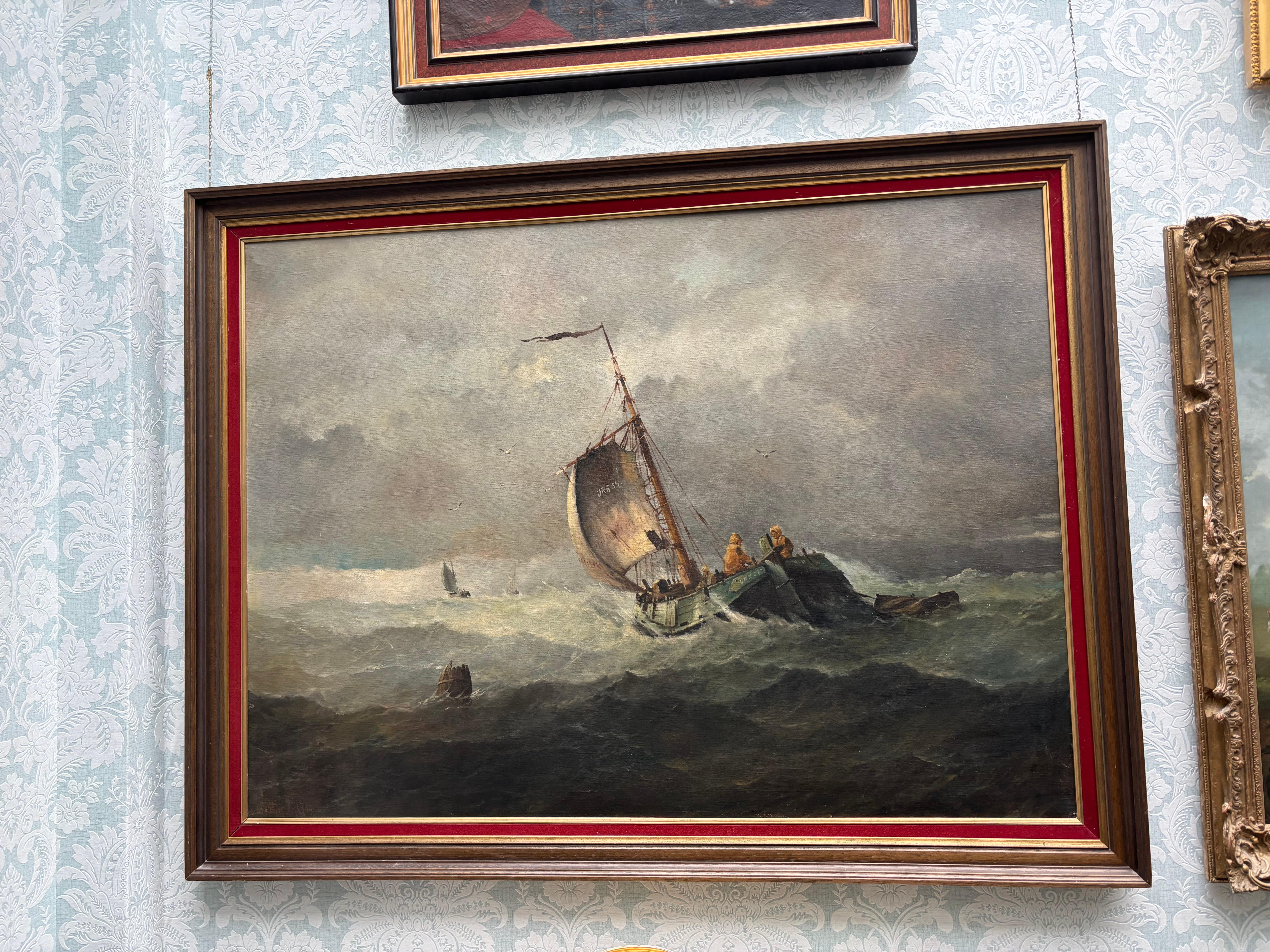 Les Marins Avant La Tempete „Vor dem Sturm“ von Johannes Hilverdink (Leinwand) im Angebot