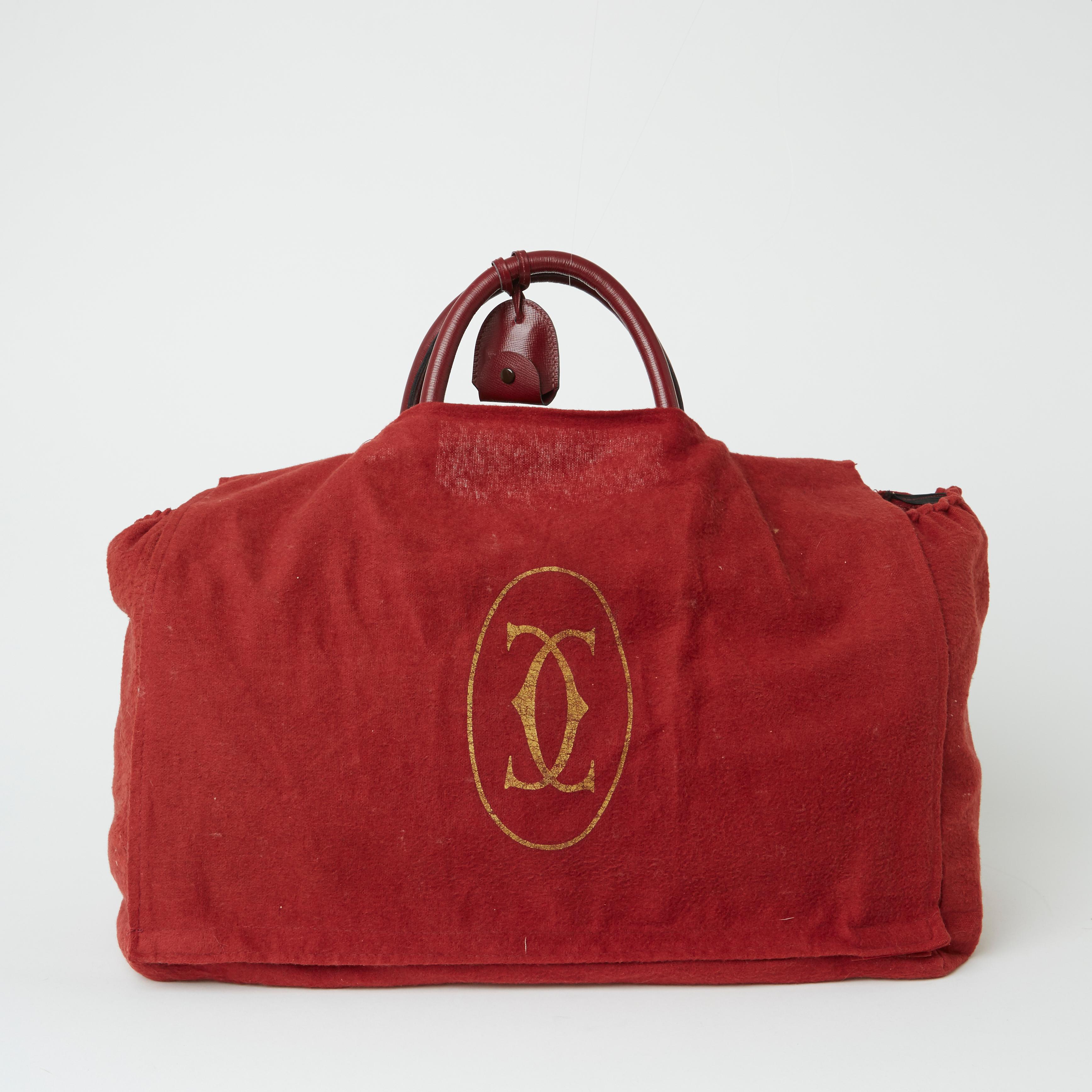 Red Les Must de Cartier Bordeaux Suede Boston Weekender Duffle Bag, circa 1975