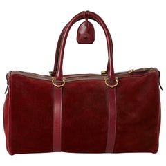 Vintage Les Must de Cartier Bordeaux Suede Boston Weekender Duffle Bag, circa 1975