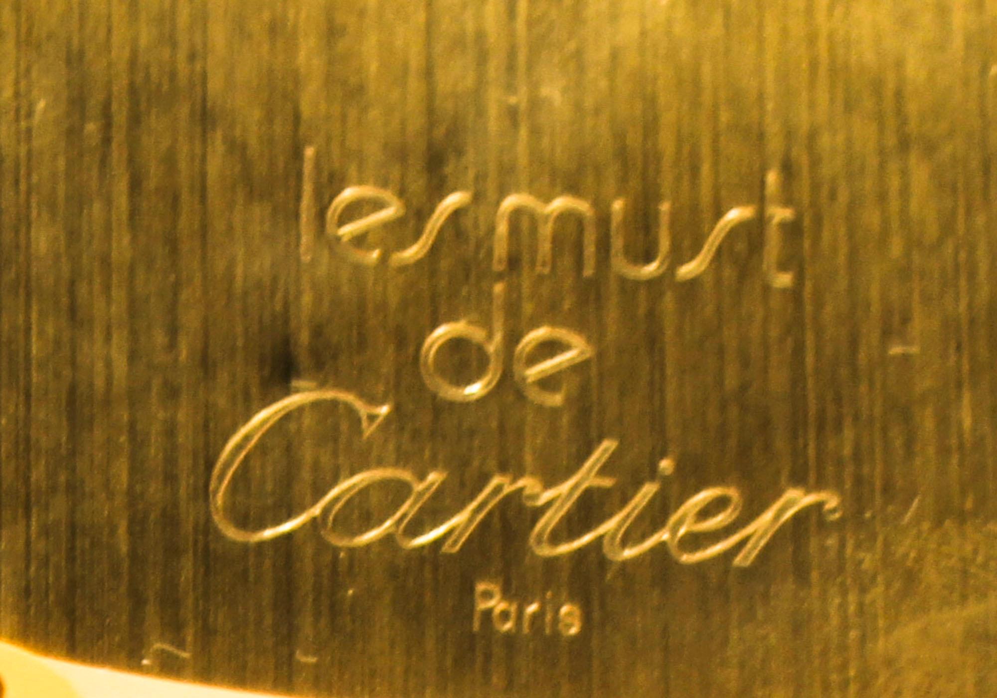 Les Must de Cartier Paris Cased Maroon and Gilt Desk Clock and Photo Frame 1
