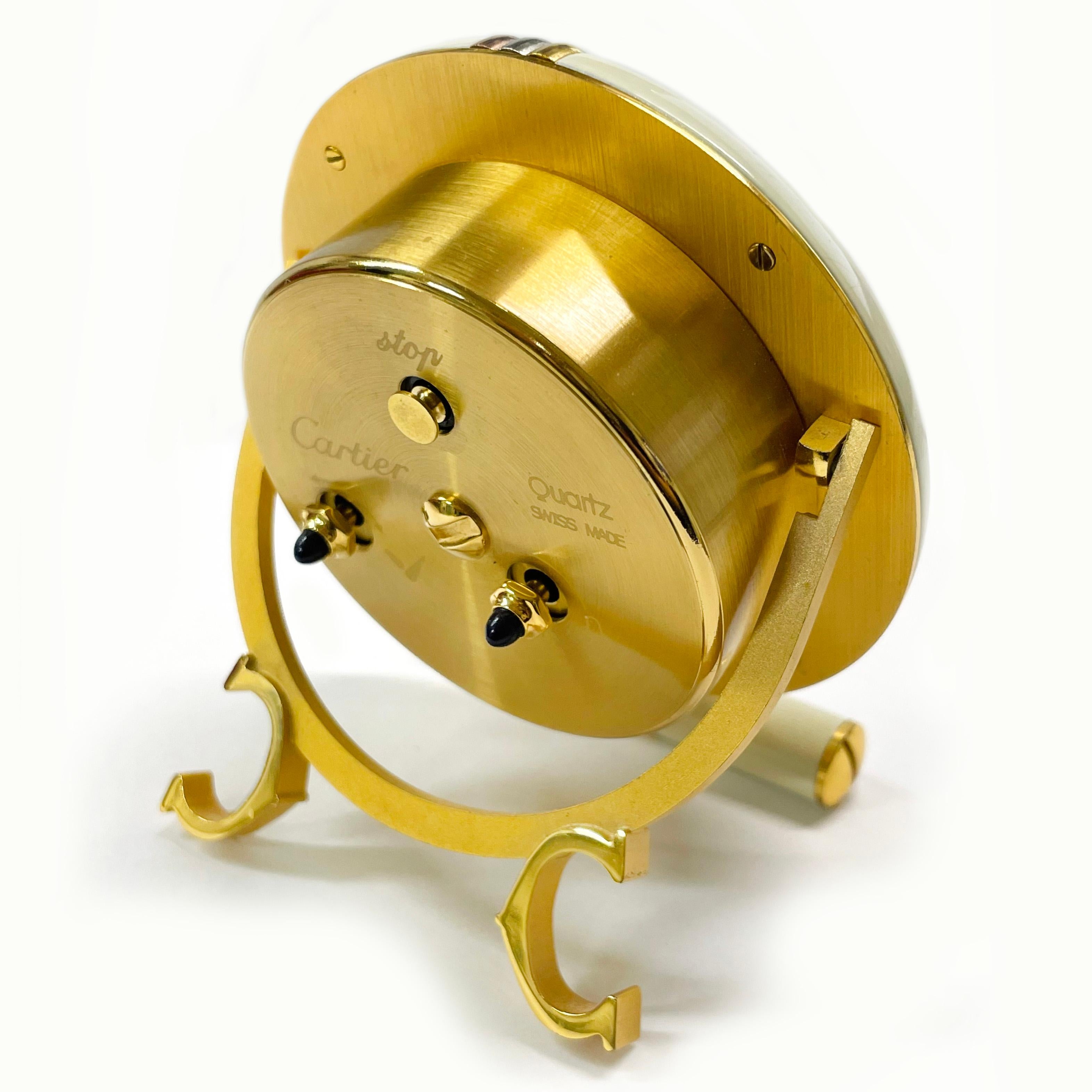 Les Must de Cartier Paris Enamel Gold Plated Travel Clock  2