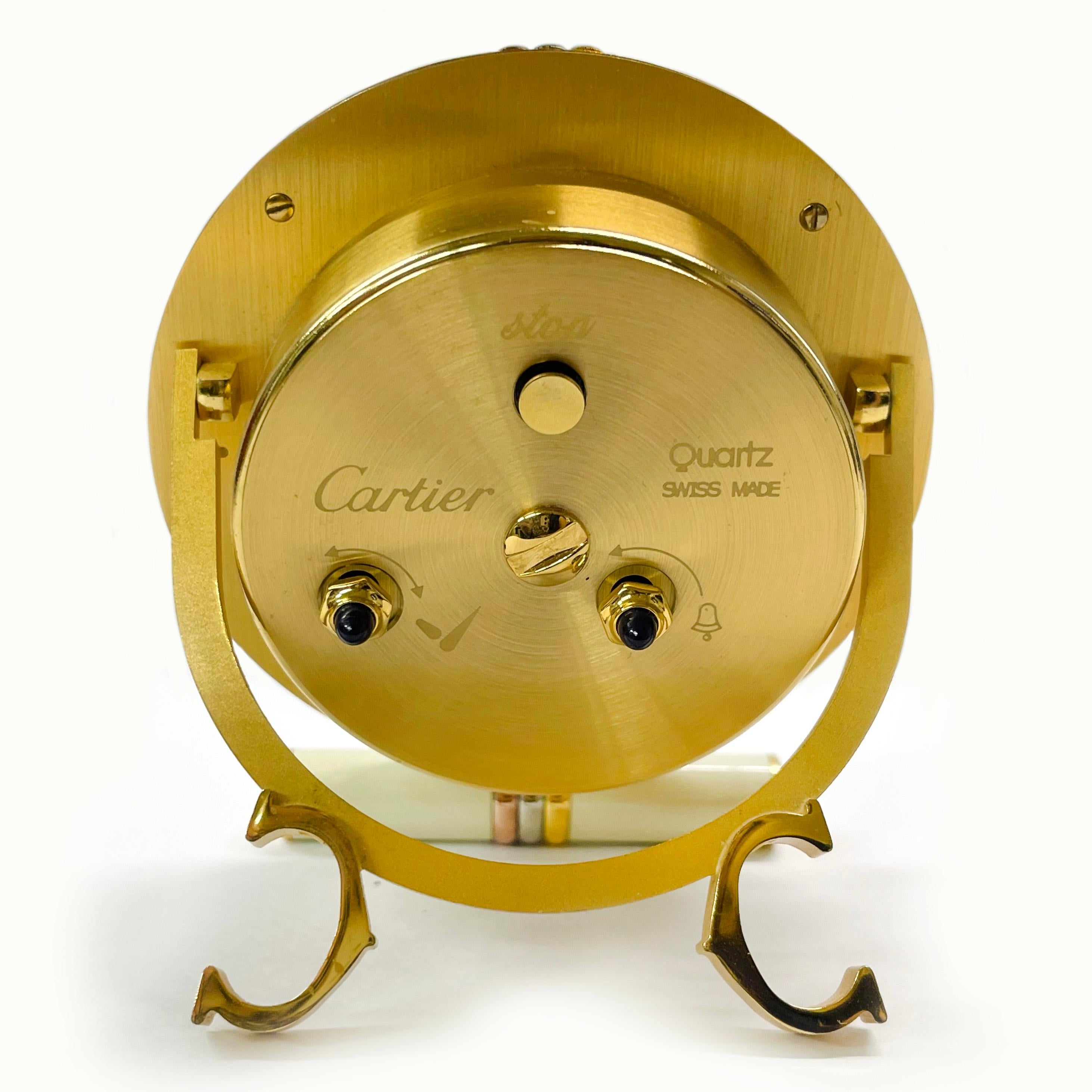 Les Must de Cartier Paris Enamel Gold Plated Travel Clock  3