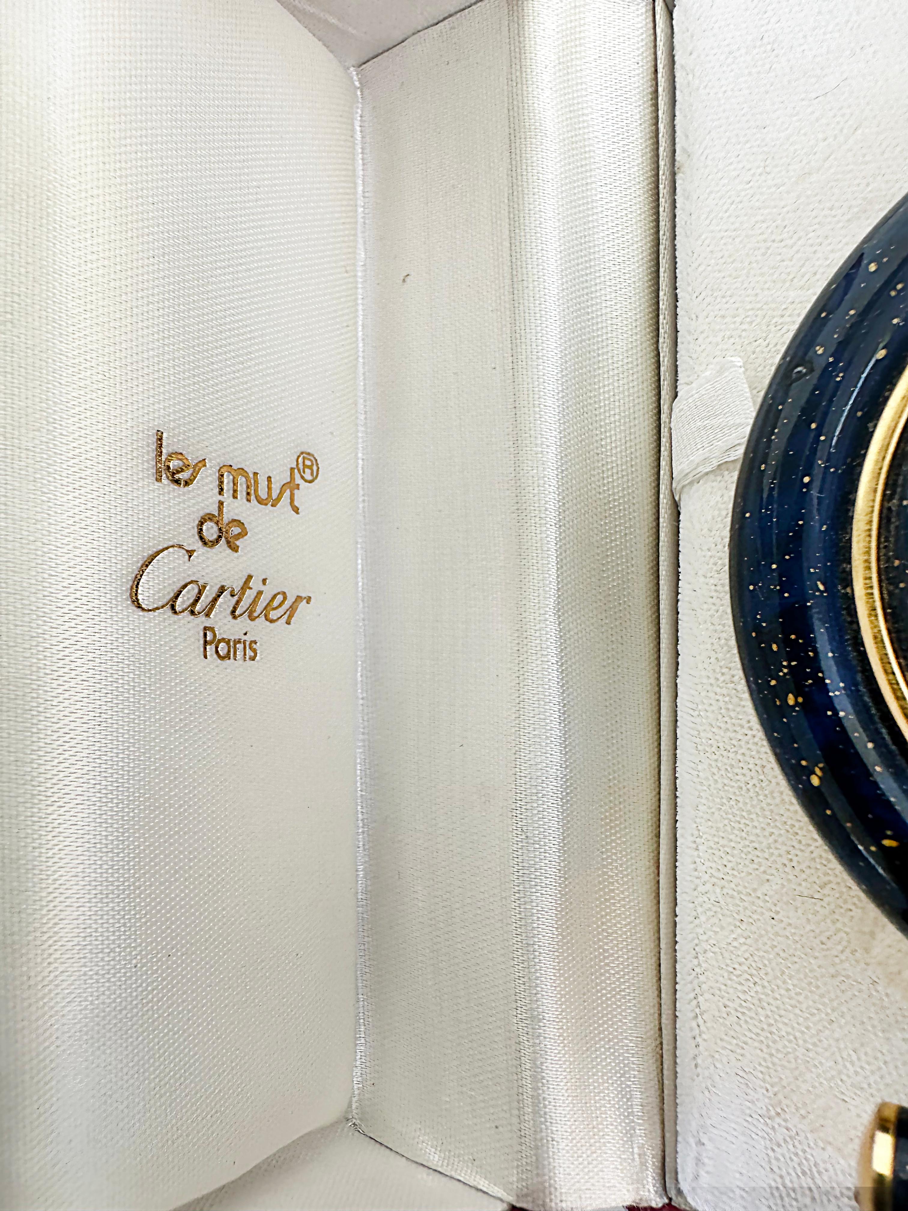 Les Must de Cartier Paris Enamel Gold Plated Travel Clock with Original Case 1