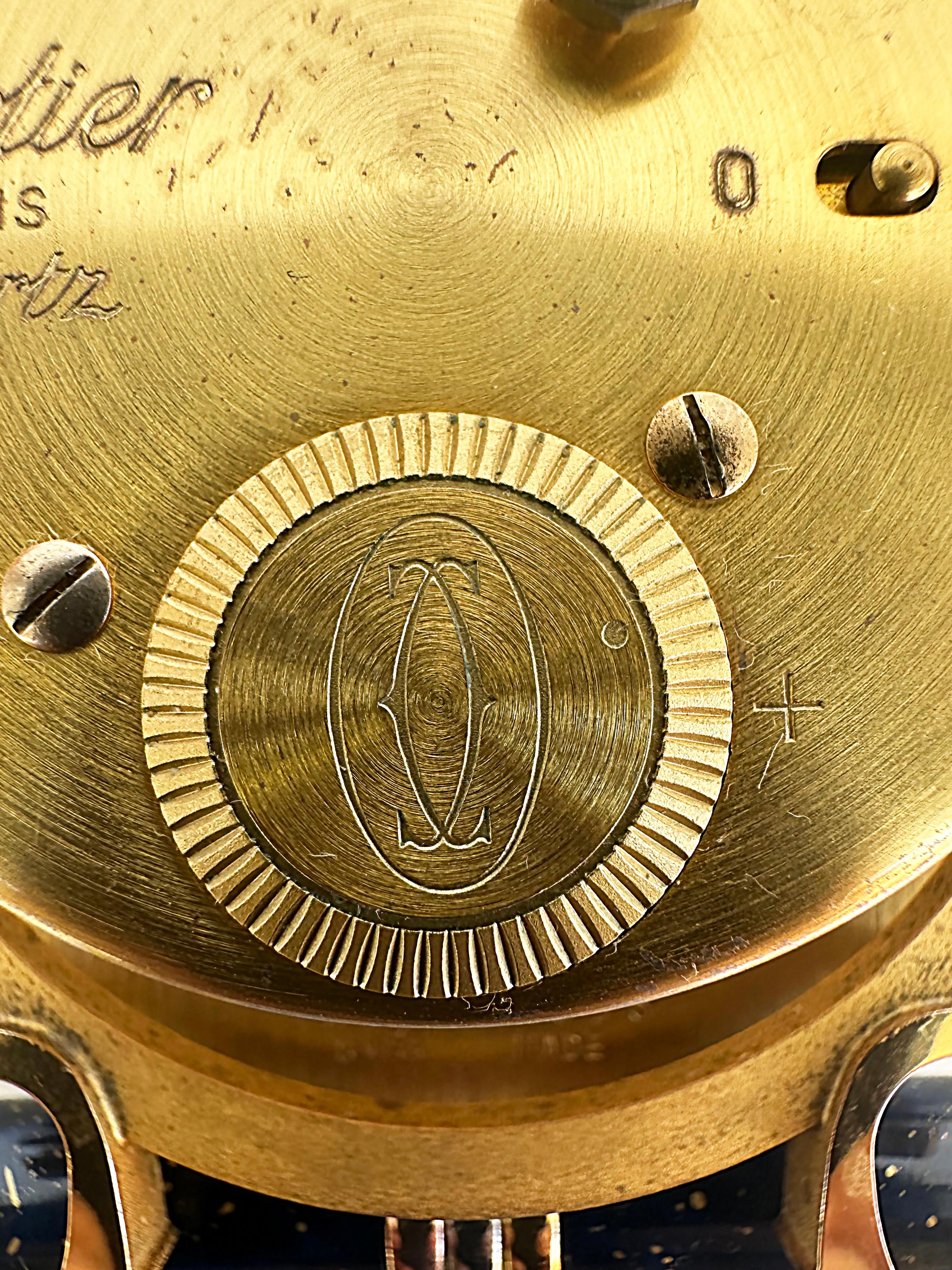 Les Must de Cartier Paris, vergoldete Emaille-Reiseuhr mit Originalgehäuse 12