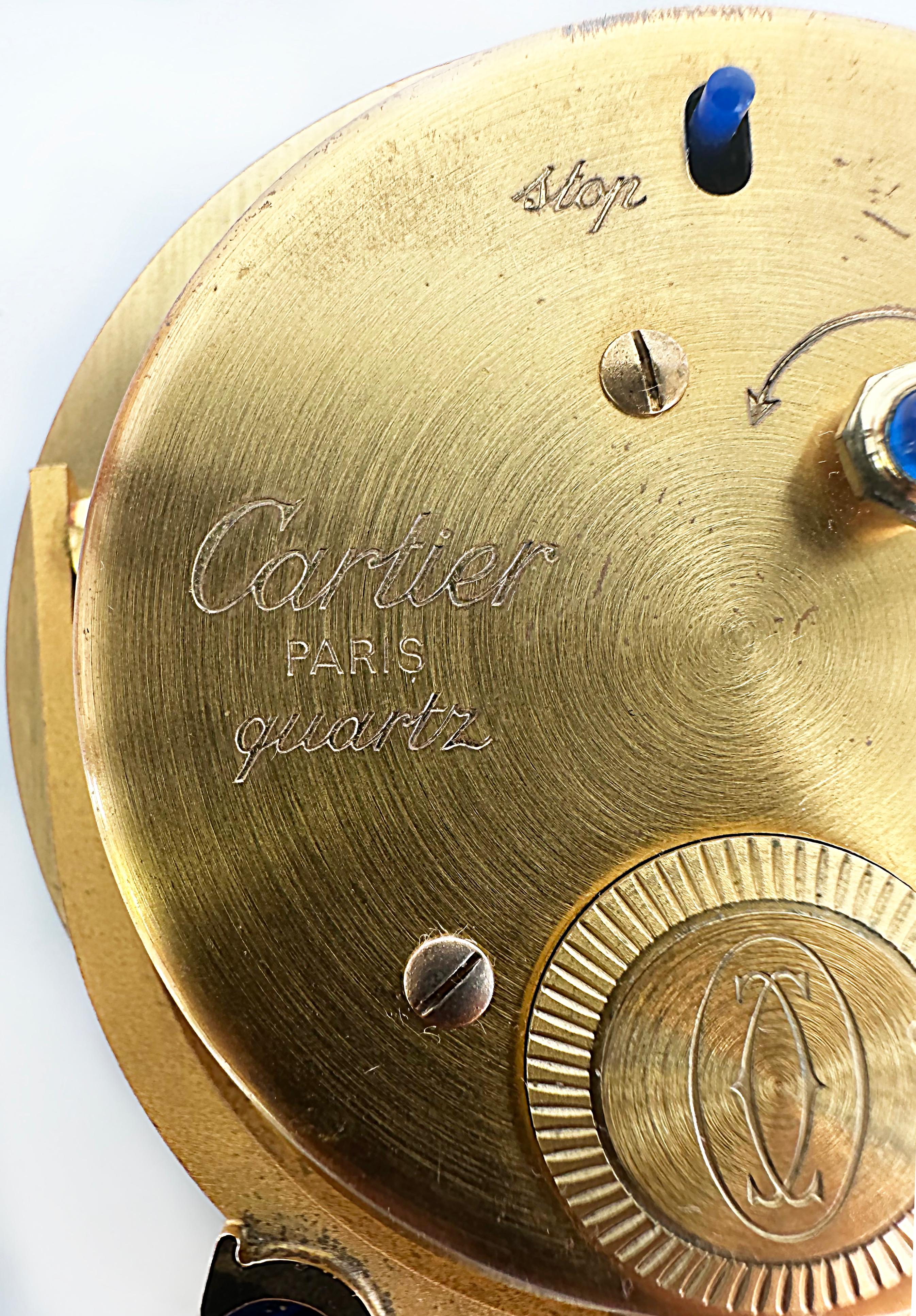 Les Must de Cartier Paris Enamel Gold Plated Travel Clock with Original Case 10