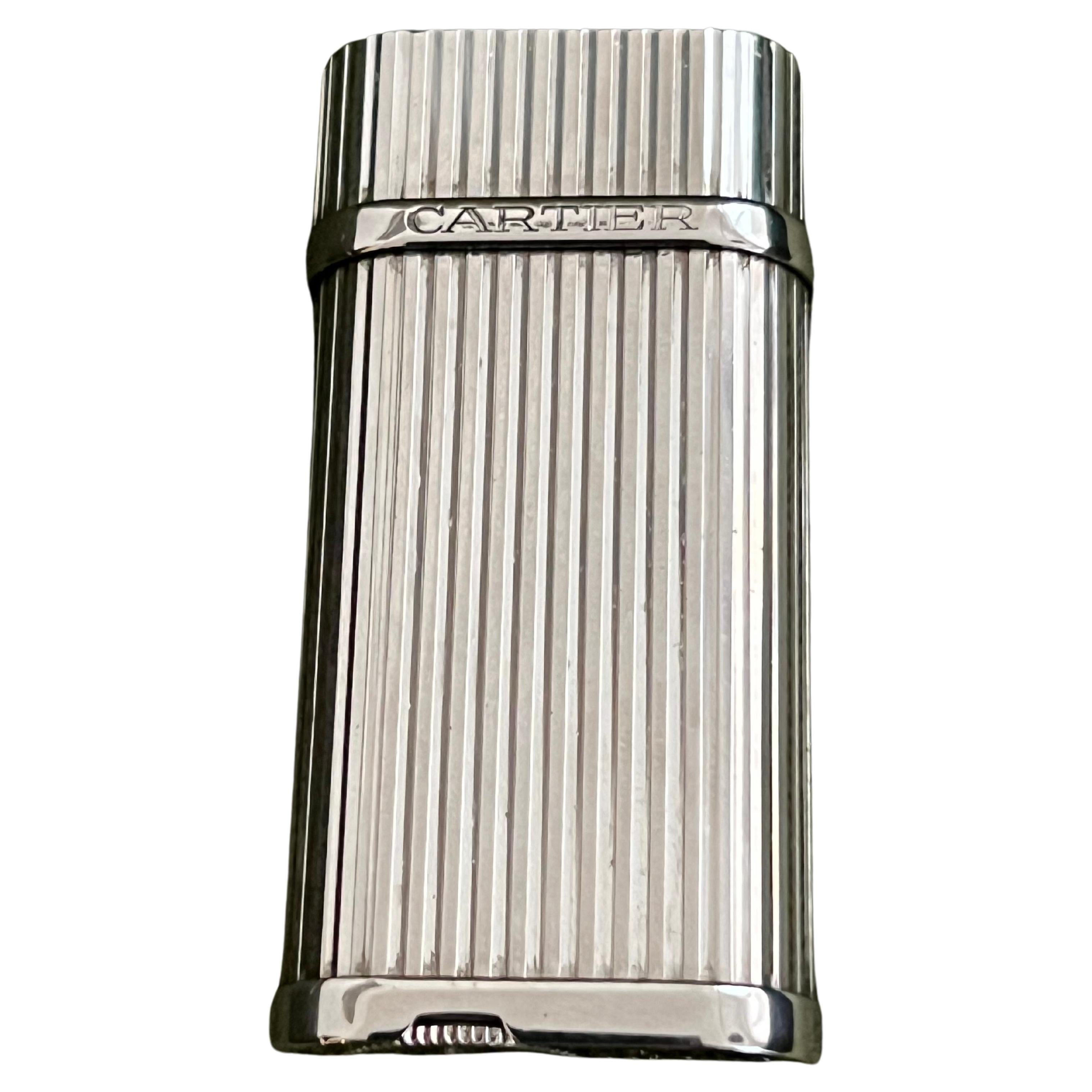 “Les Must de Cartier Paris“ Retro Mini “Gordon” Platinum Finish Silver Lighter