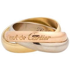 Les Must De Cartier Trinity Band Ring 18 Karat Rose, White and Yellow Gold