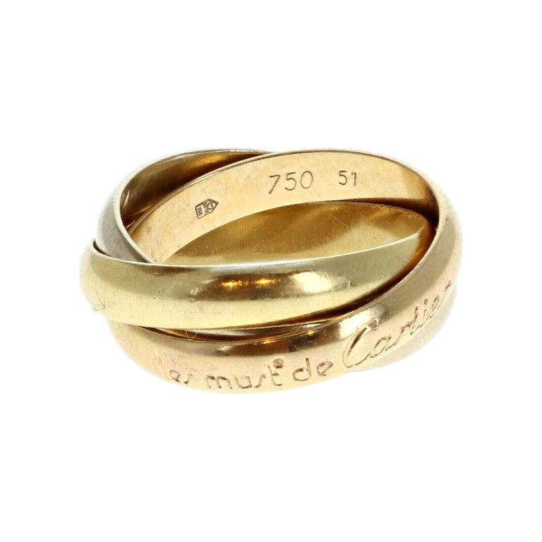 Les Must De Cartier Trinity Rolling Ring 18k Yellow Rose and White Gold at  1stDibs
