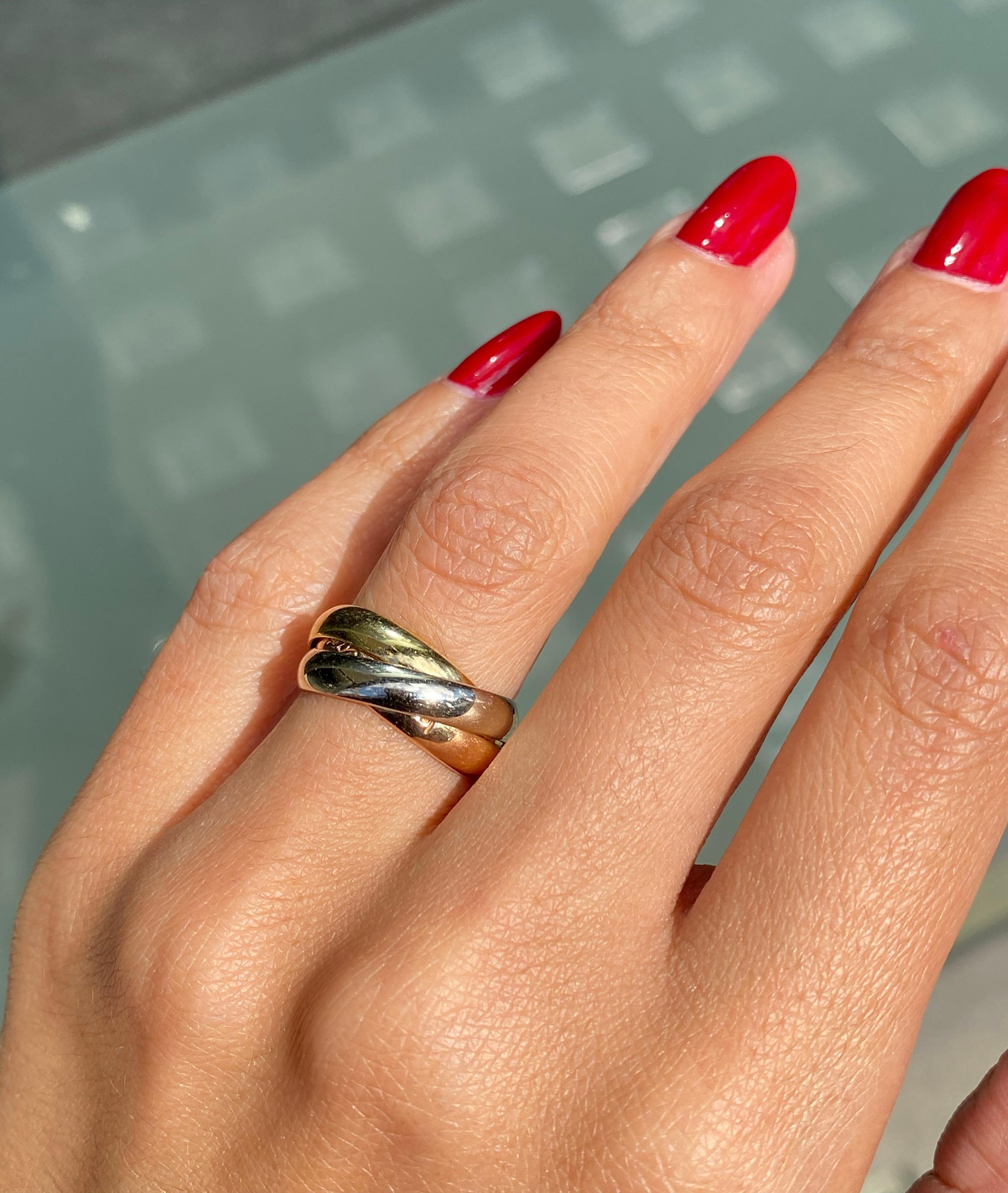 Les Must de Cartier Trinity Tri-Color 18K Weiß-, Gelb- und Roségold Bandring 1