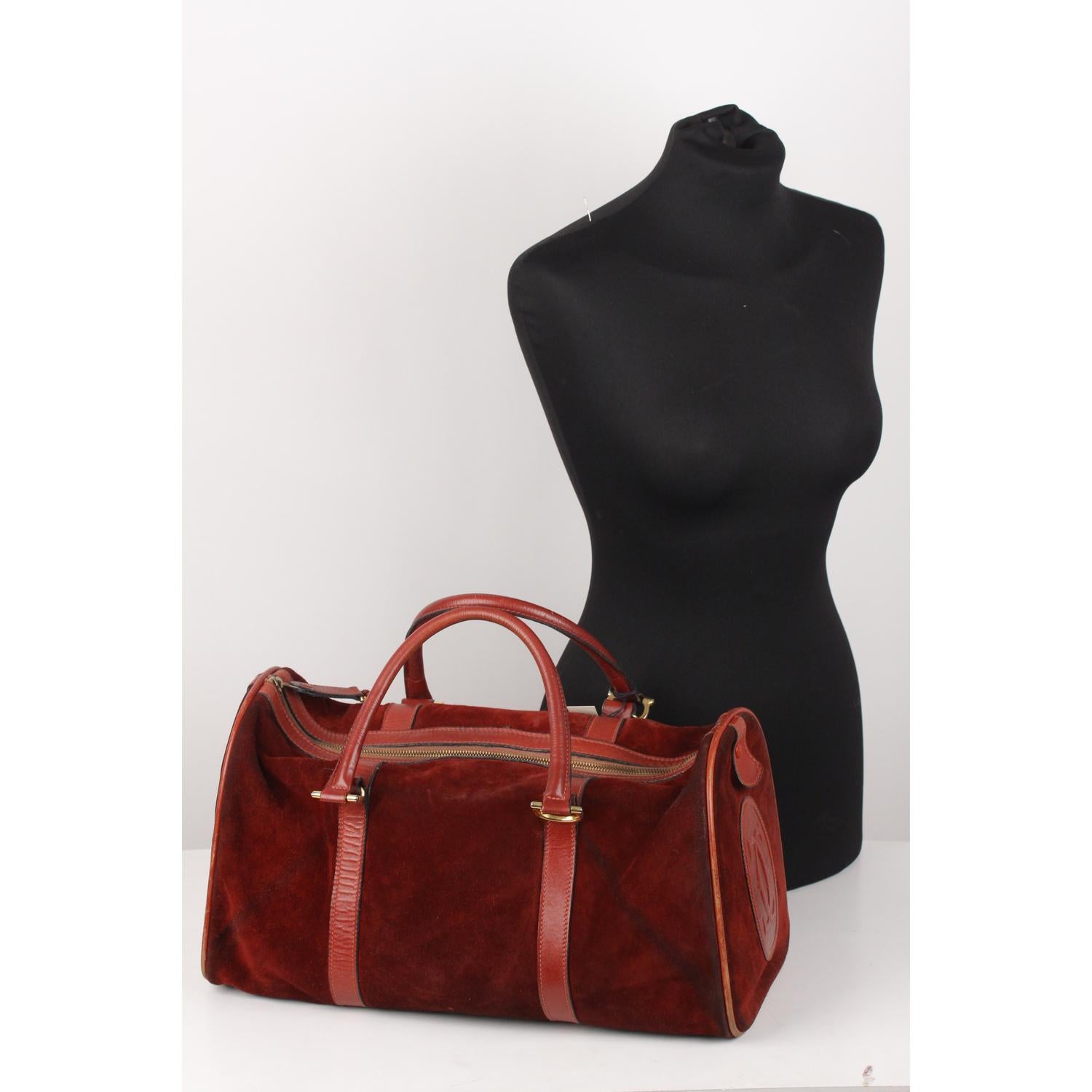 Les Must de Cartier Vintage Burgundy Suede Large Boston Bag Duffle ...