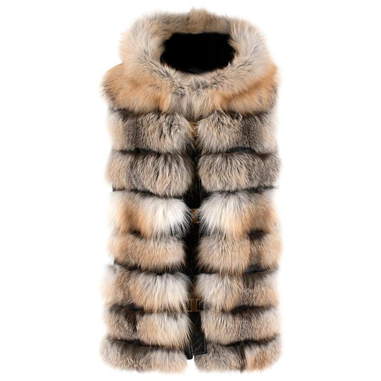 Les Noir Hooded Fox Fur and Leather Gilet - Size Estimated M at 1stDibs ...