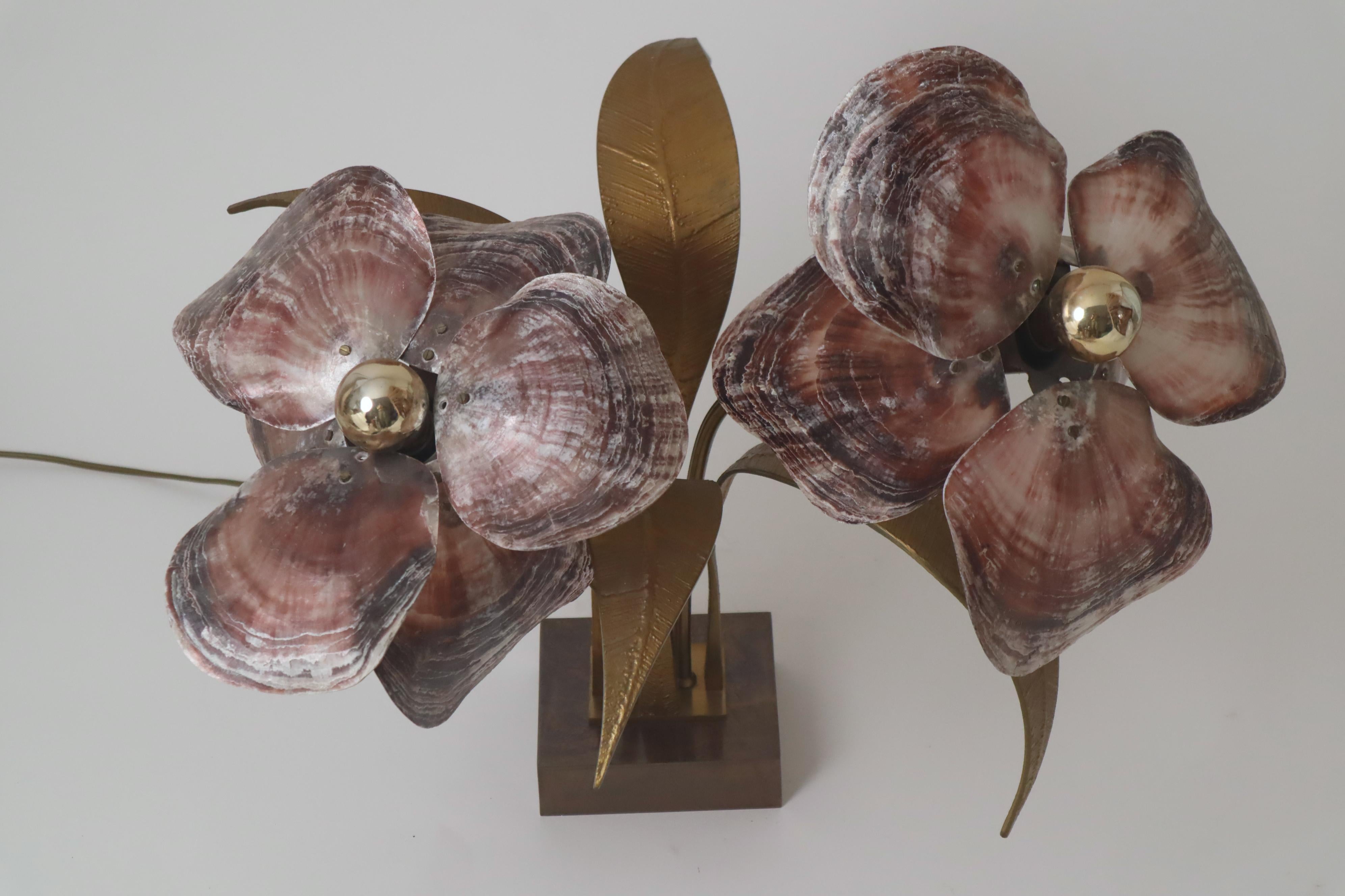 Les Nouveaux Ateliers Willy Daro Flower Table Lamp Seloy Oyster, 1970s Belgium 3