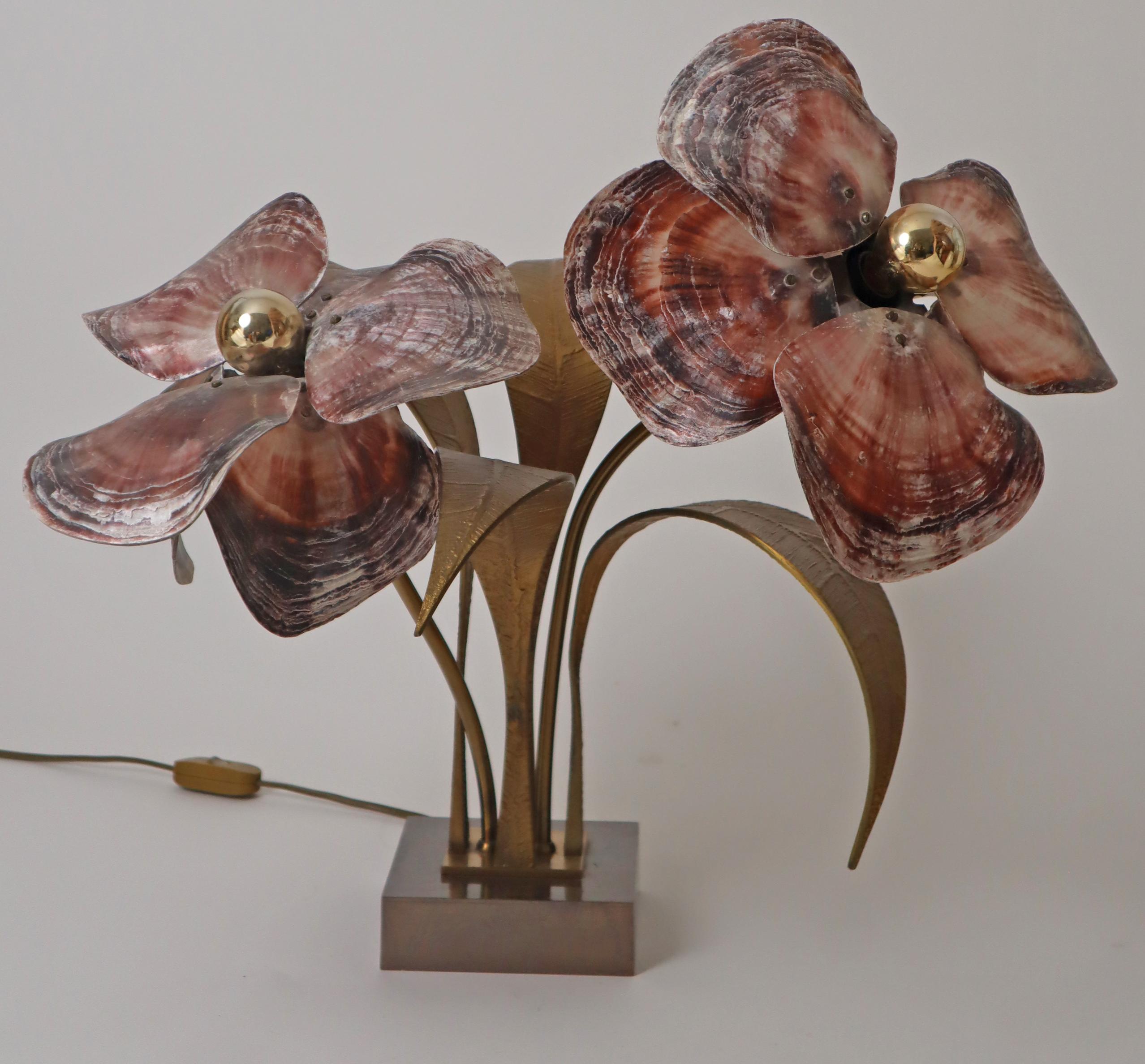 Les Nouveaux Ateliers Willy Daro Flower Table Lamp Seloy Oyster, 1970s Belgium 4
