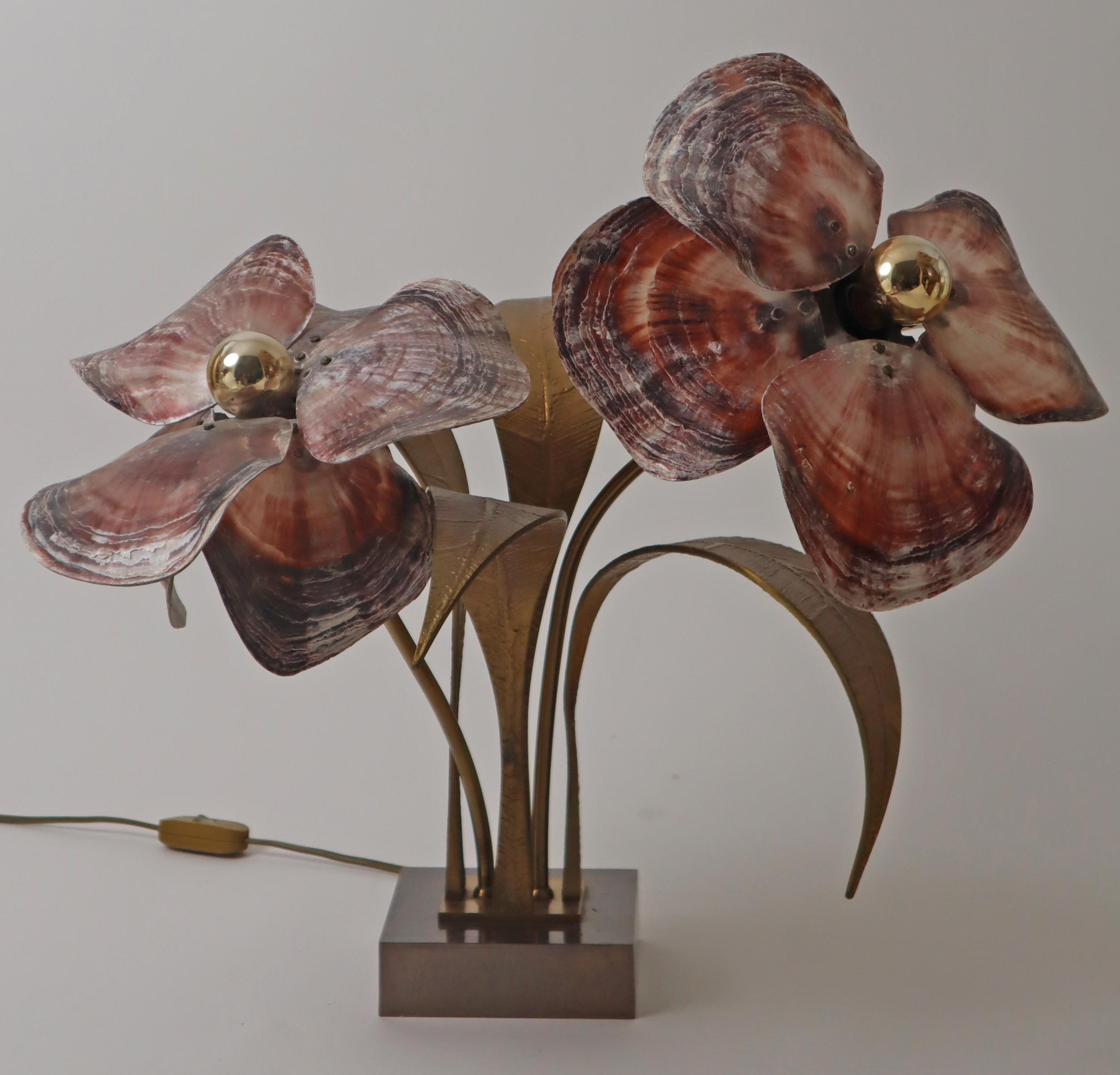 Les Nouveaux Ateliers Willy Daro Flower Table Lamp Seloy Oyster, 1970s Belgium 5