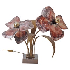 Les Nouveaux Ateliers Willy Daro Flower Table Lamp Seloy Oyster, 1970s Belgium