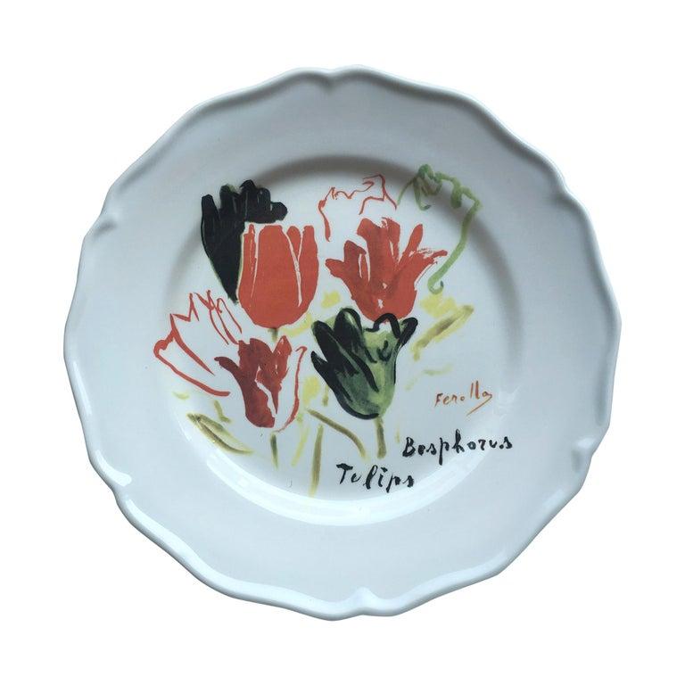 Les Ottomans Bosphorus Suite 'Tulips' Design Plate by Chez Dede For Sale at  1stDibs