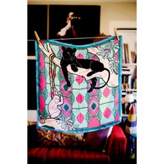 Les Ottomans Panther and Monkey Patterned Silk Turkish Scarves by Alessio Nessi