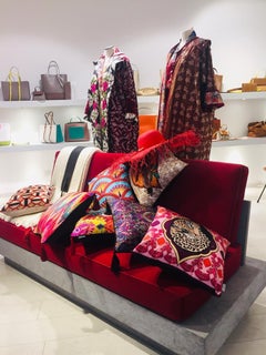 Les Ottomans, Peacoch 'Silk Cushion' by Matthew Williamson