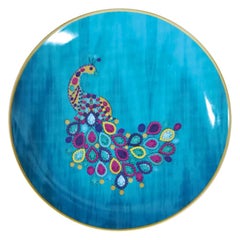 Retro Les Ottomans "The Peacock Design" Large Porcelain Plate by Matthew Williamson