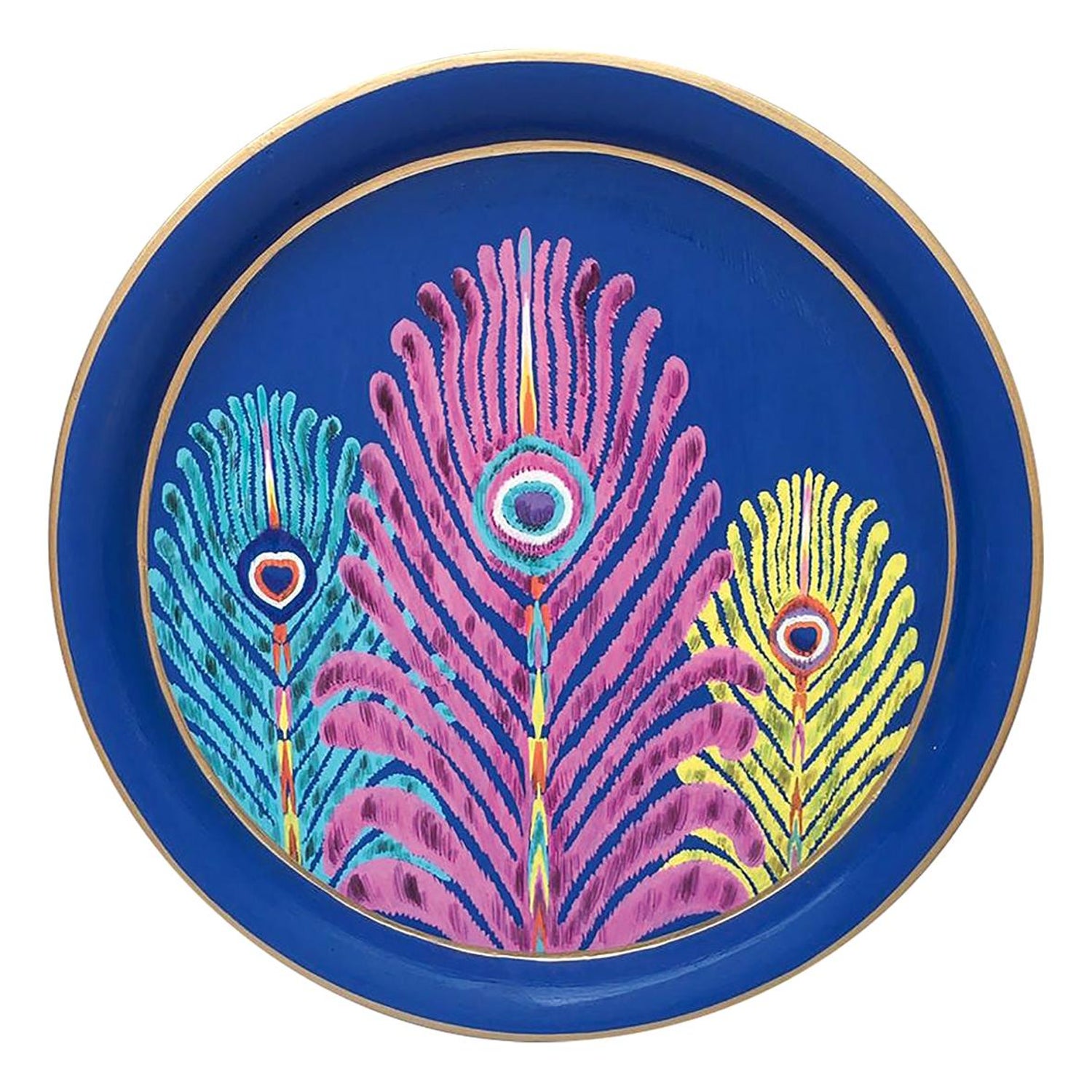 Les Ottomans The Peacock Design Oval Iron Tray By Matthew Williamson For Sale At 1stdibs