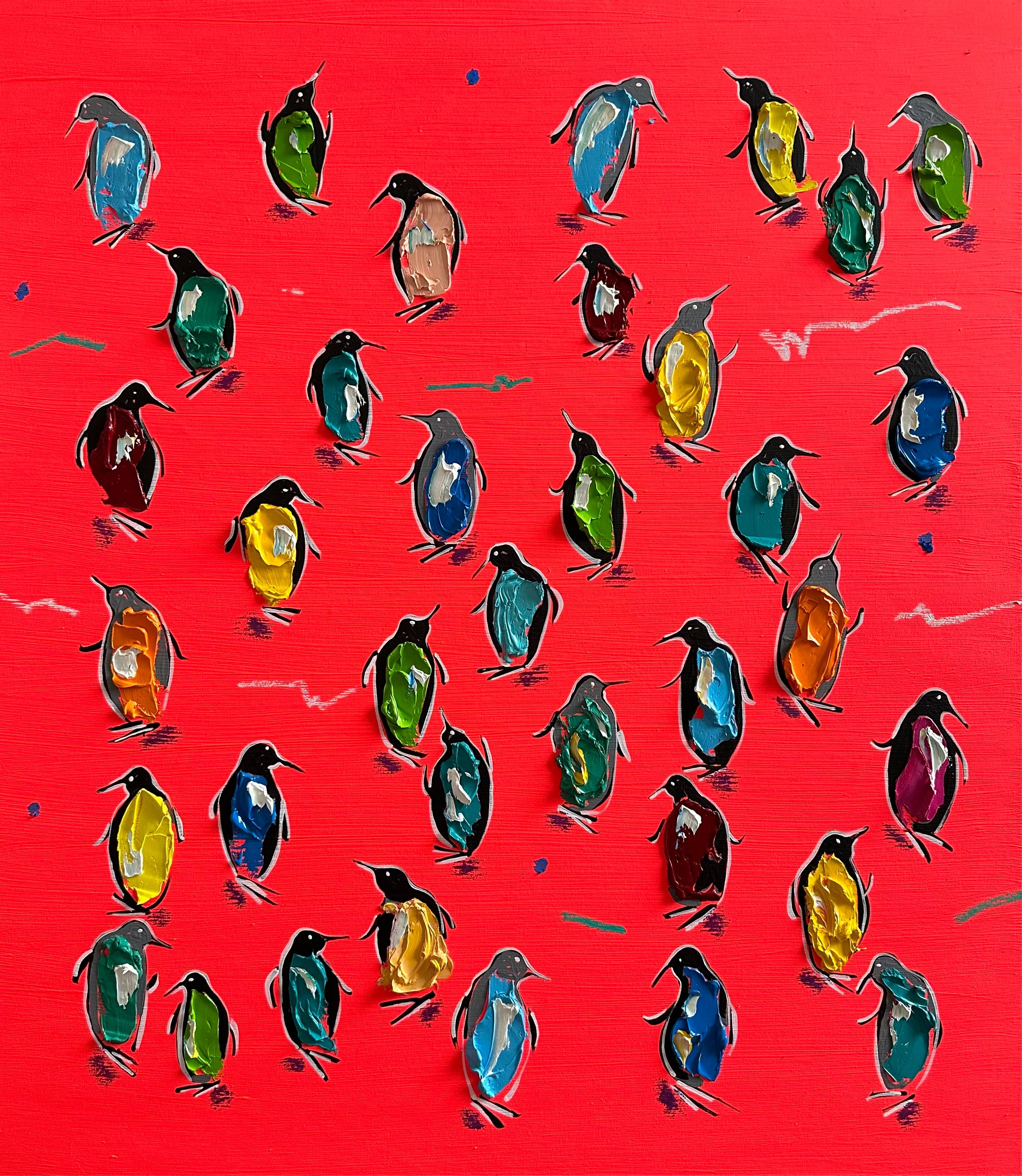 Conversazione - pittura ad olio espressiva originale - opera d'arte contemporanea ad impasto