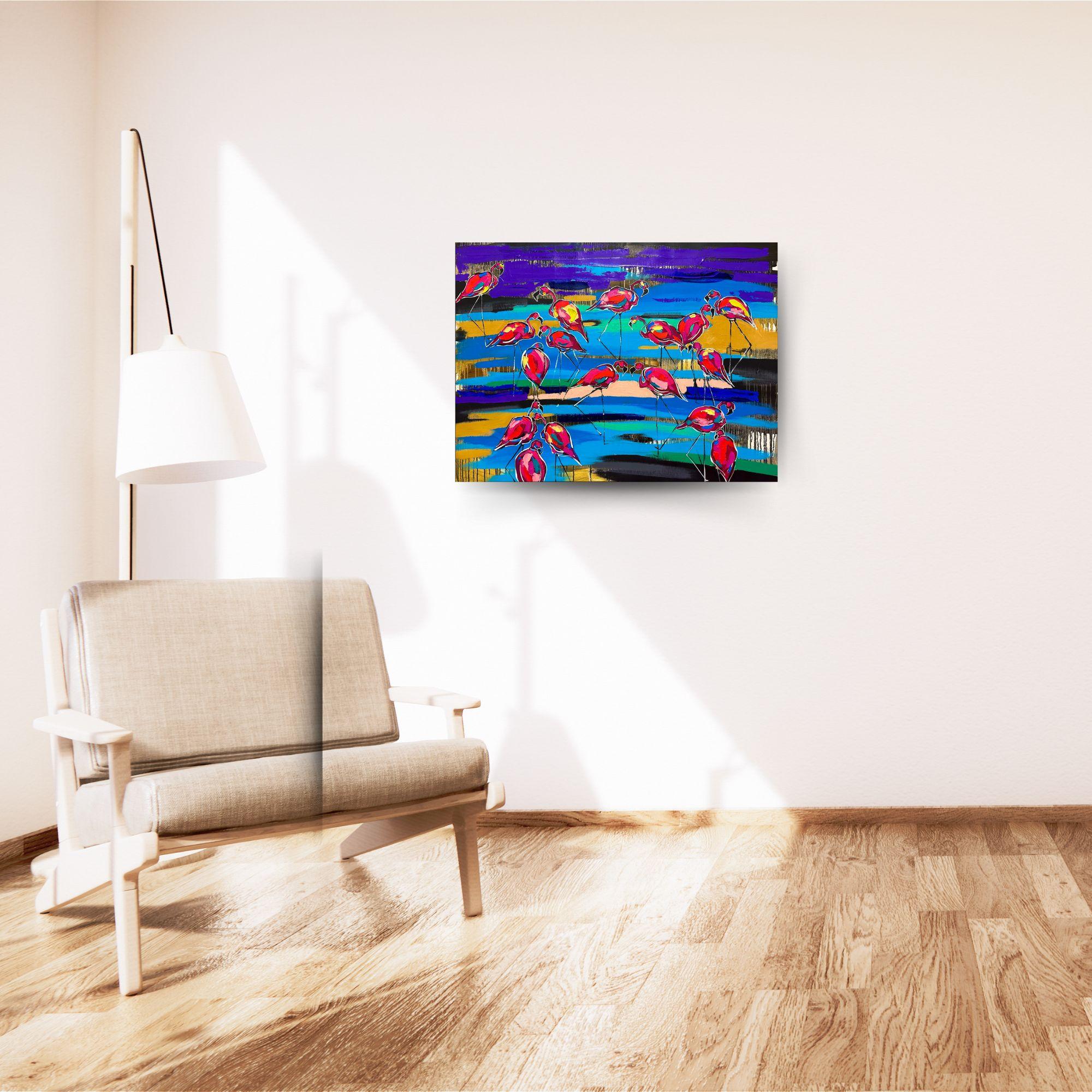 SUEÑOS - pintura al óleo expresiva original - obra de arte contemporánea sobre la vida salvaje - Painting de  Les Panchyshyn