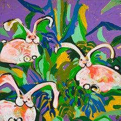 Reunión - pintura expresiva original de fauna salvaje - obra de arte contemporánea