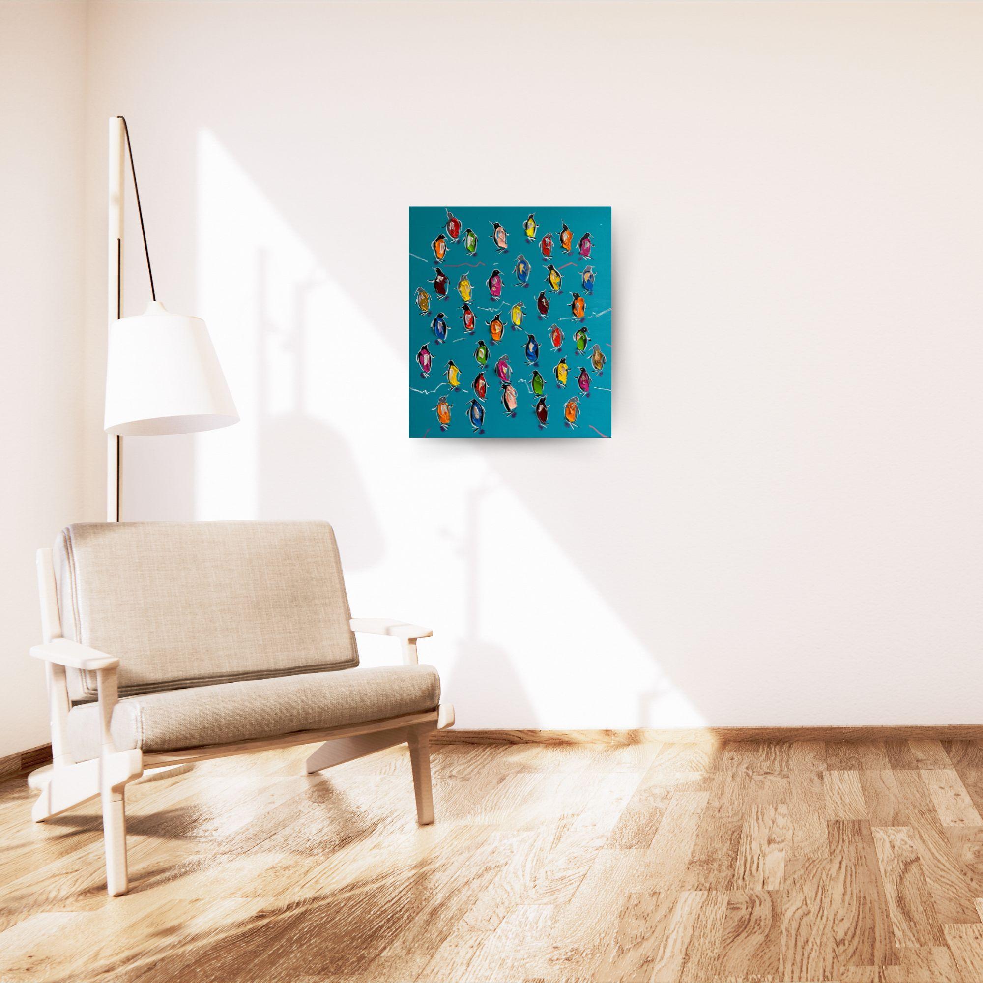 Fiesta - pintura al óleo original y expresiva sobre fauna salvaje - obra de arte contemporánea al empaste - Painting de  Les Panchyshyn