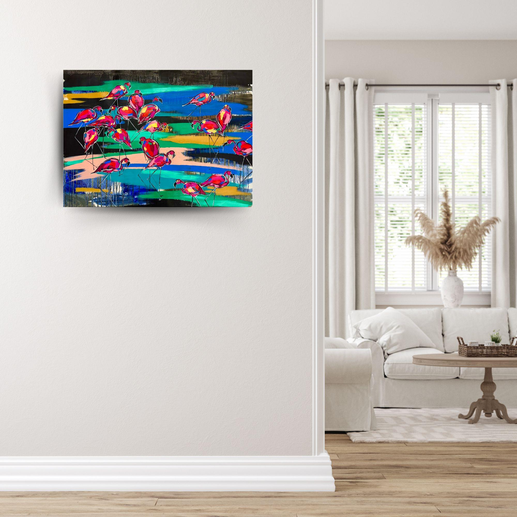 SUEÑOS ESPECIALES - pintura al óleo original- obra de arte contemporánea expresiva de la vida salvaje - Painting de  Les Panchyshyn