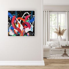 Tropical Bunnies- original expressive wildlife painting-contemporary artwork