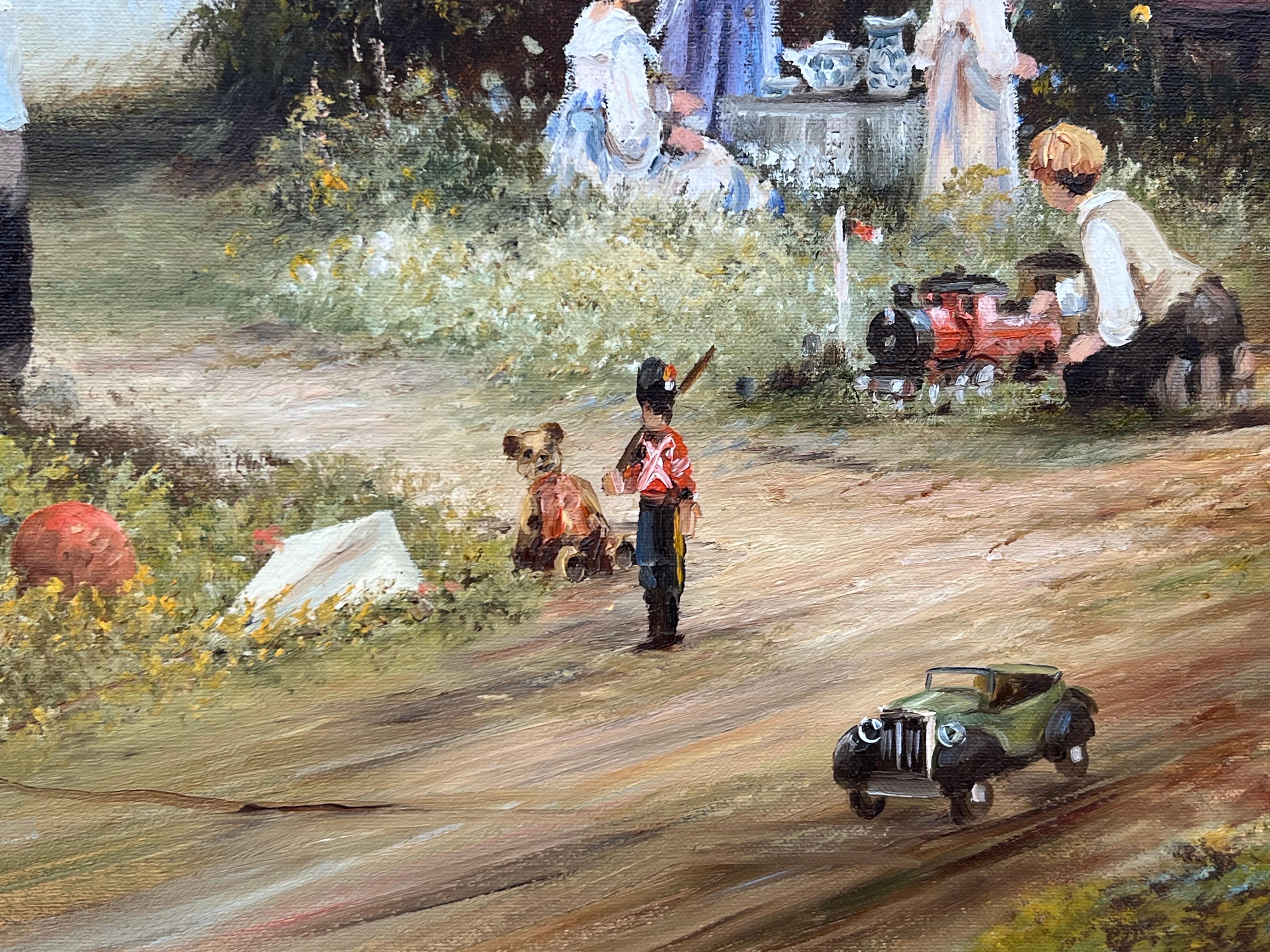 Children Playing in a Farmhouse Flower Garden in the English Countryside 4