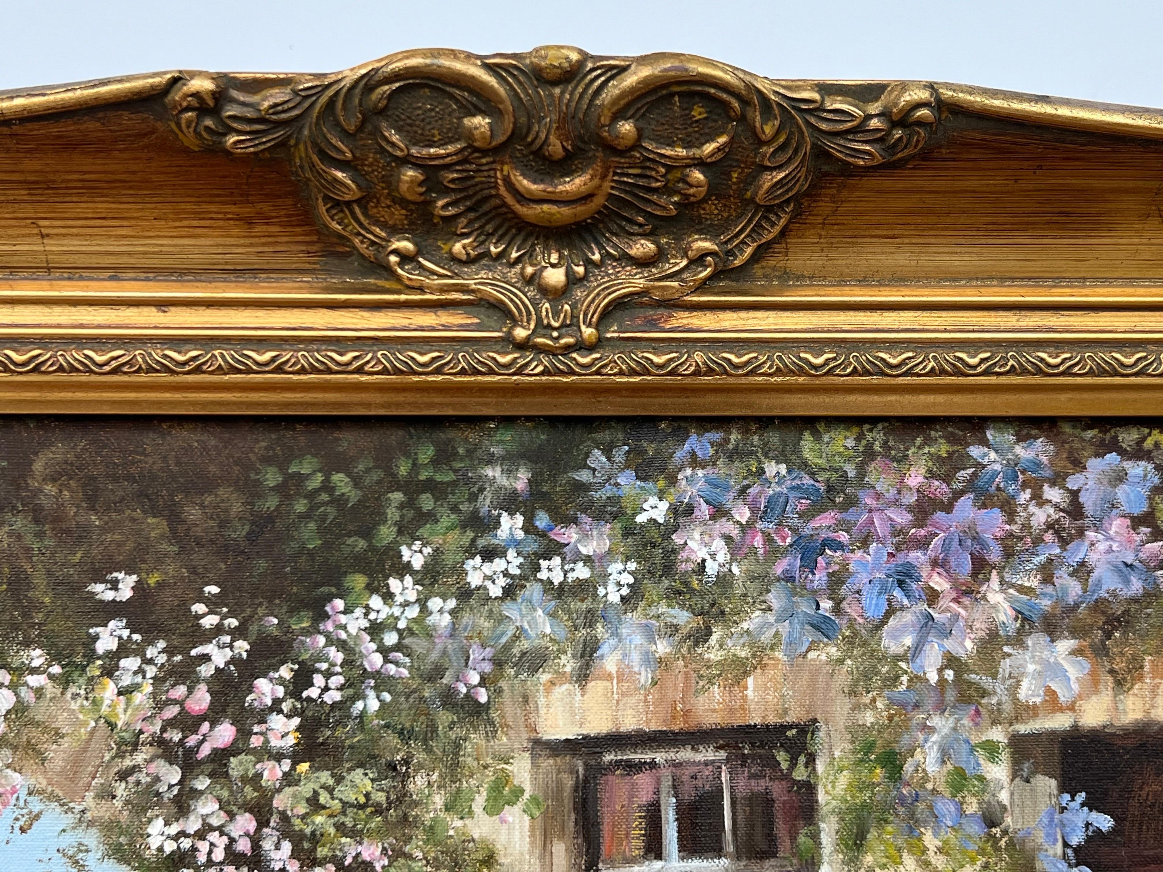 Children Playing in a Farmhouse Flower Garden in the English Countryside For Sale 13