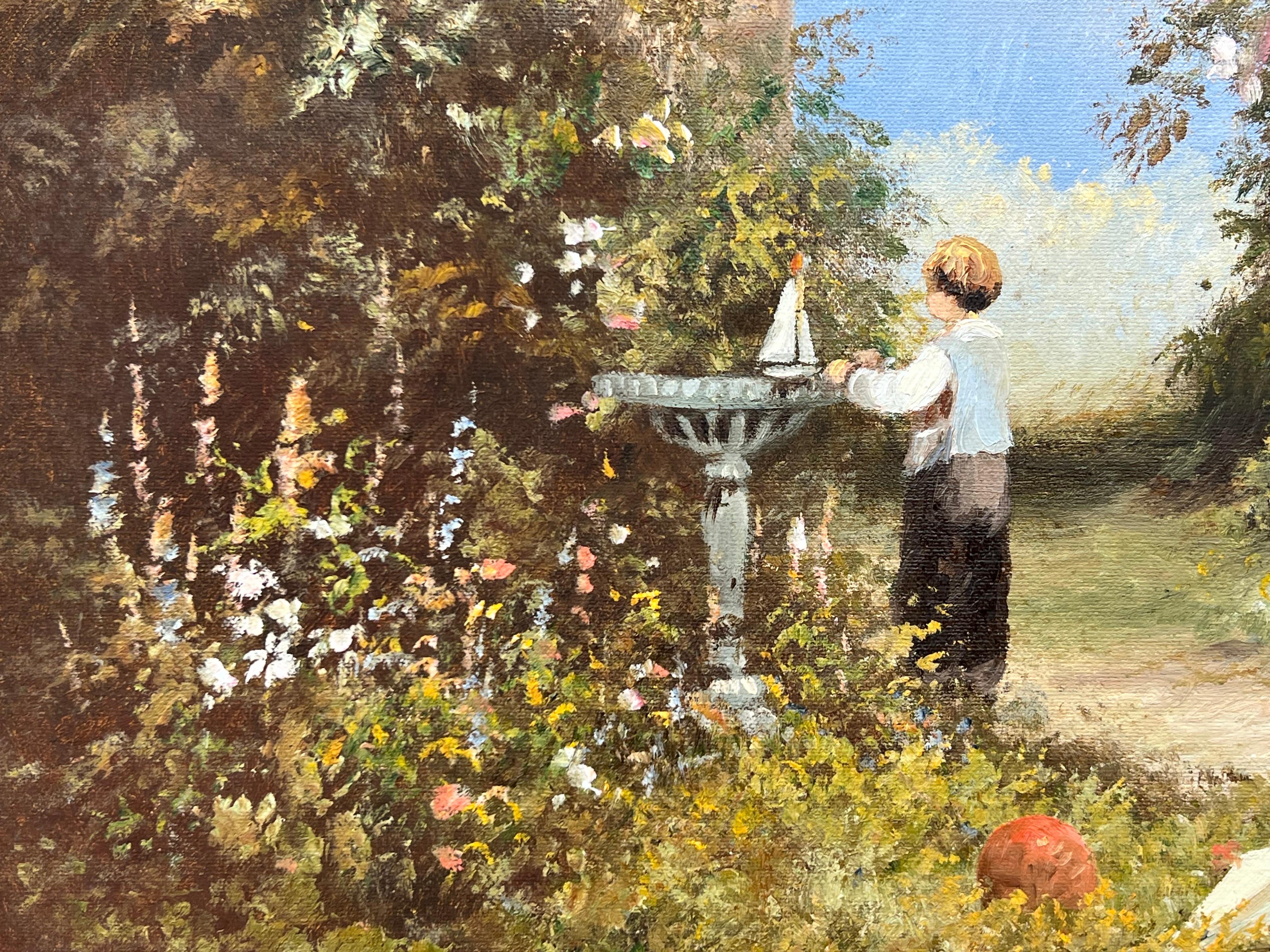 Children Playing in a Farmhouse Flower Garden in the English Countryside 3