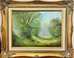 Playing in the Hazy Summer Meadows Original British Impressionist Signed Oil