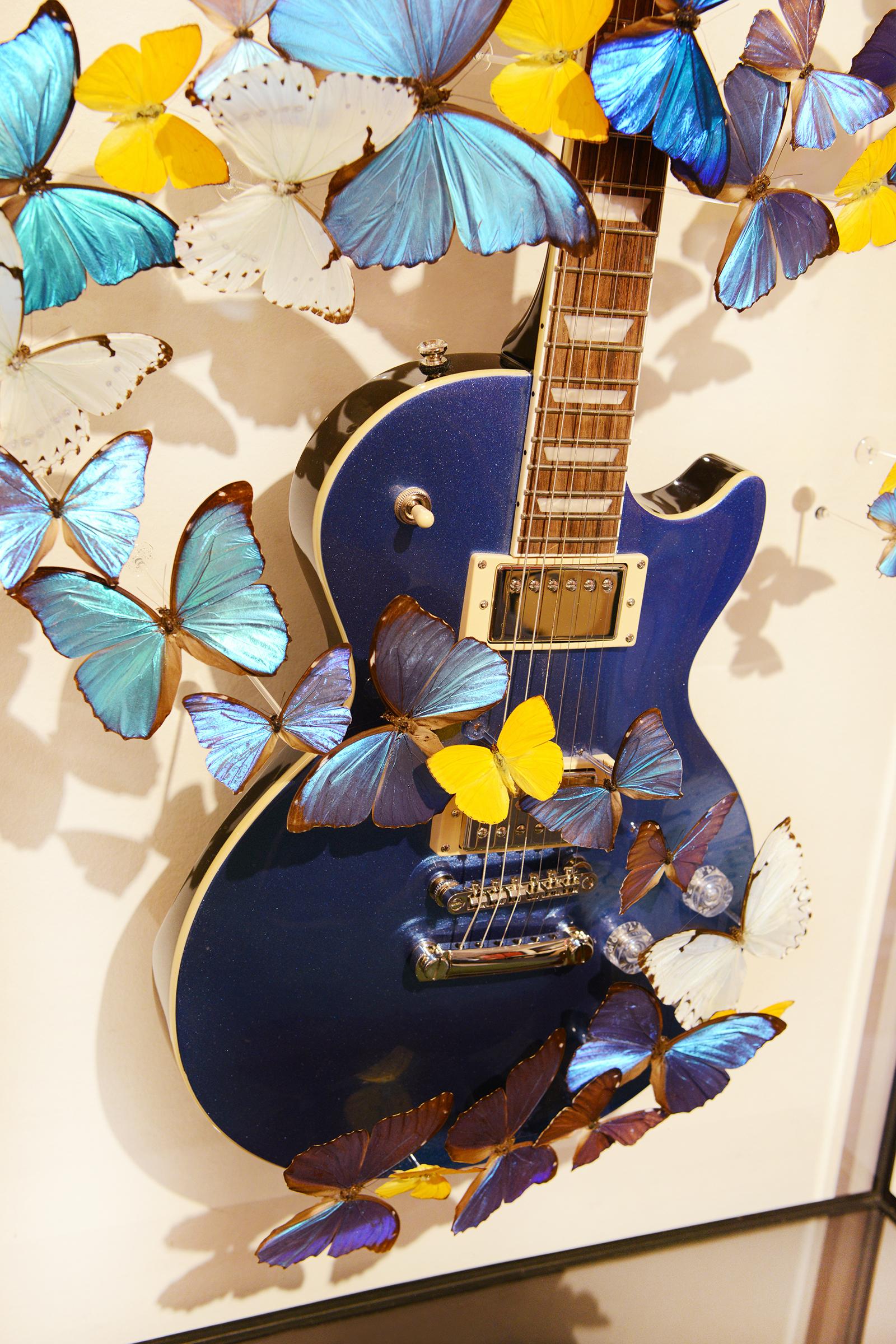 Verre Guitare Les Paul & Blue Butterflies en vente