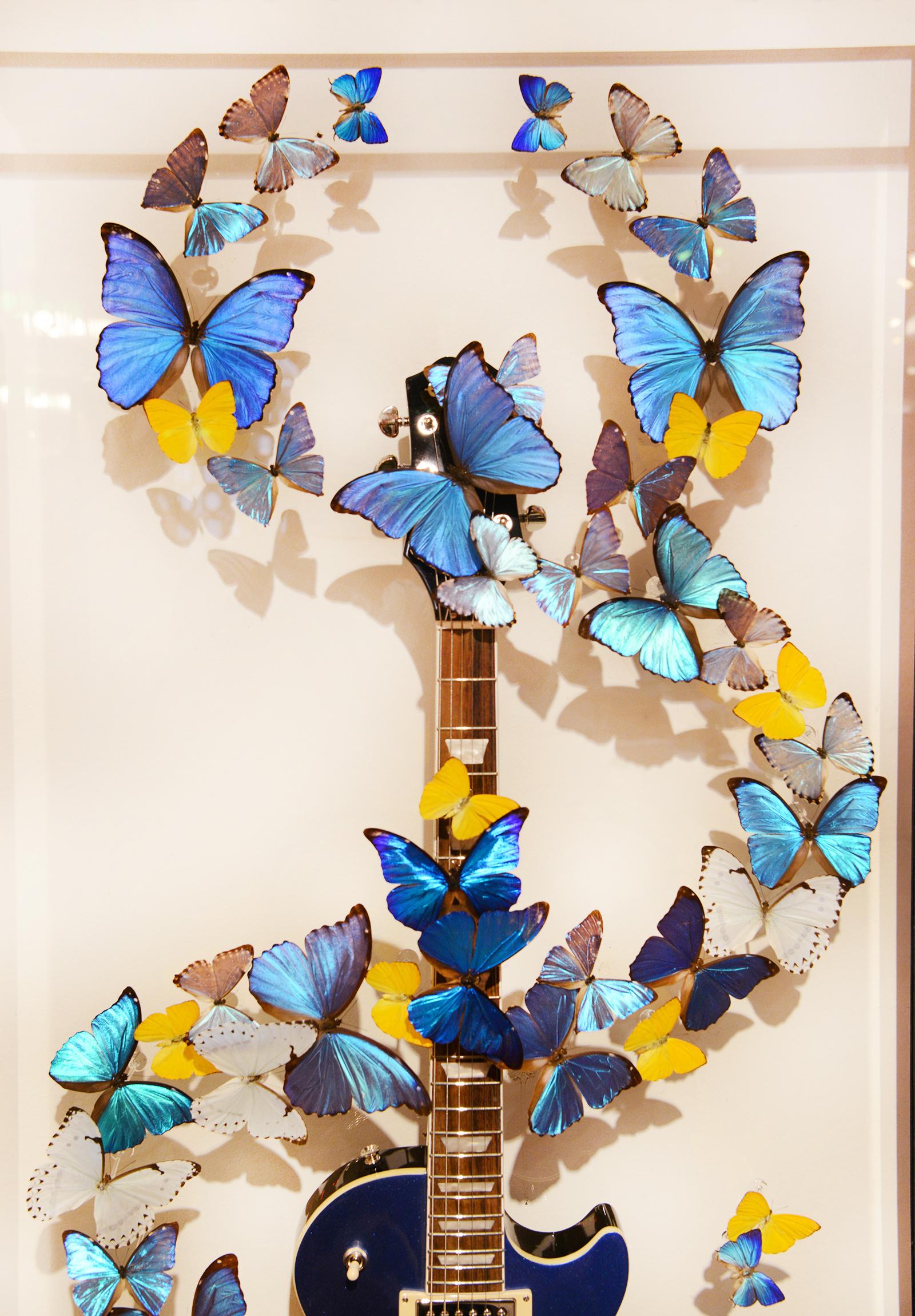 Contemporary Les Paul & Blue Butterflies Guitar For Sale