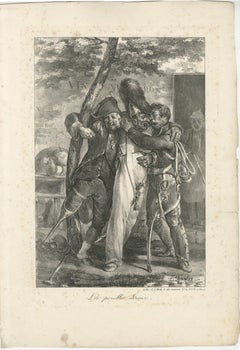 Les pénibles adieux – Charlet Napoleonic Soldiers Lithograph, c.1825